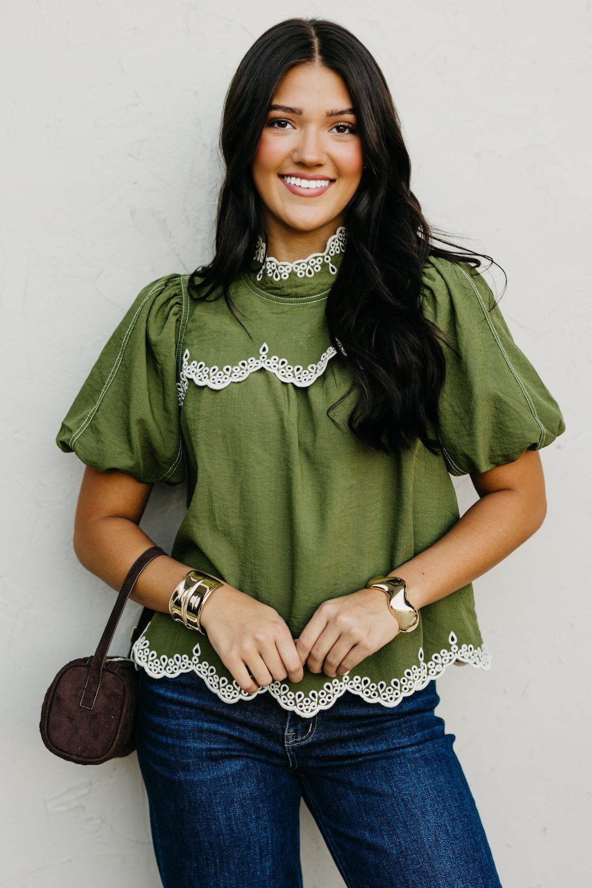 The Misha Contrast Embroidered Top