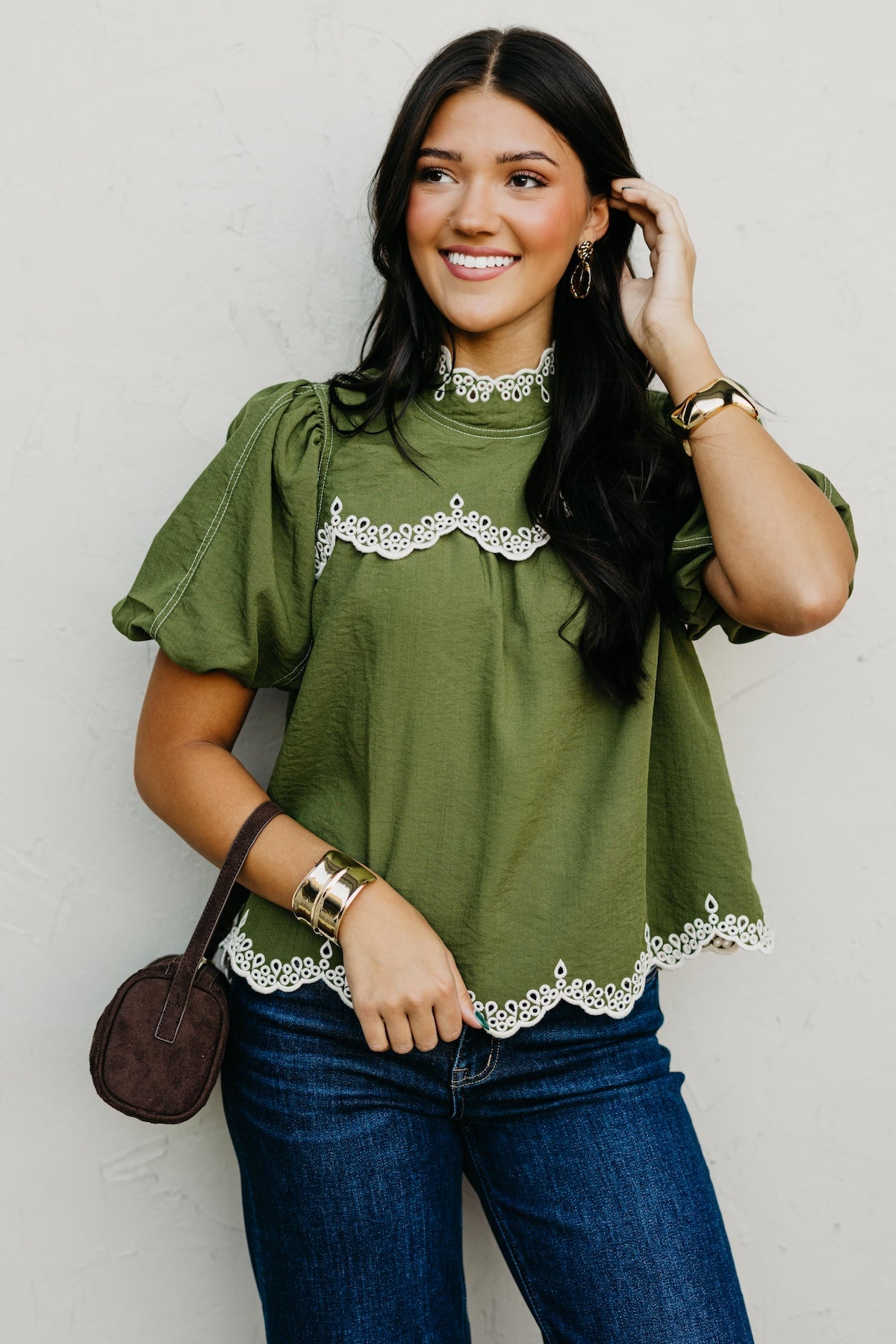 The Misha Contrast Embroidered Top