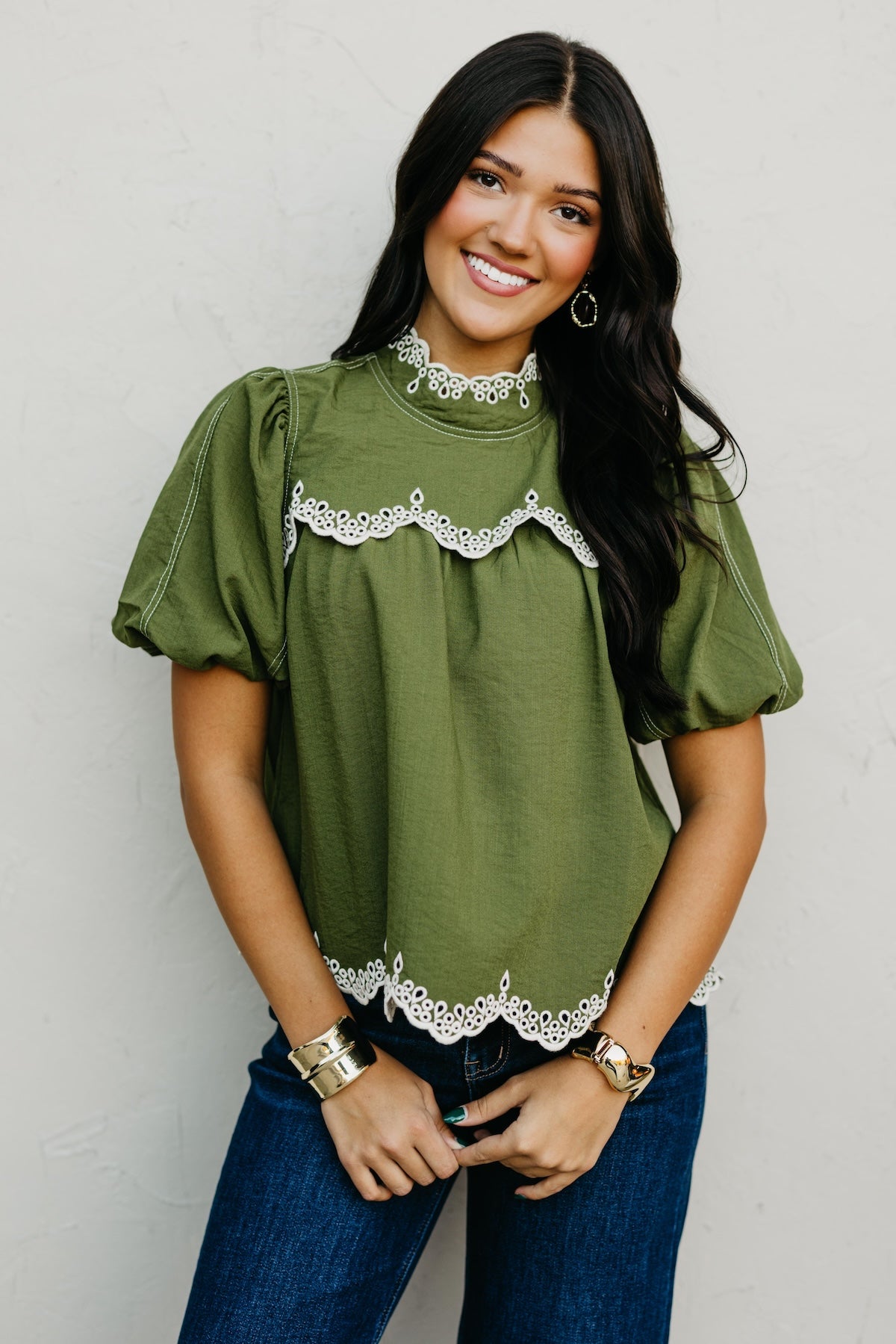 The Misha Contrast Embroidered Top