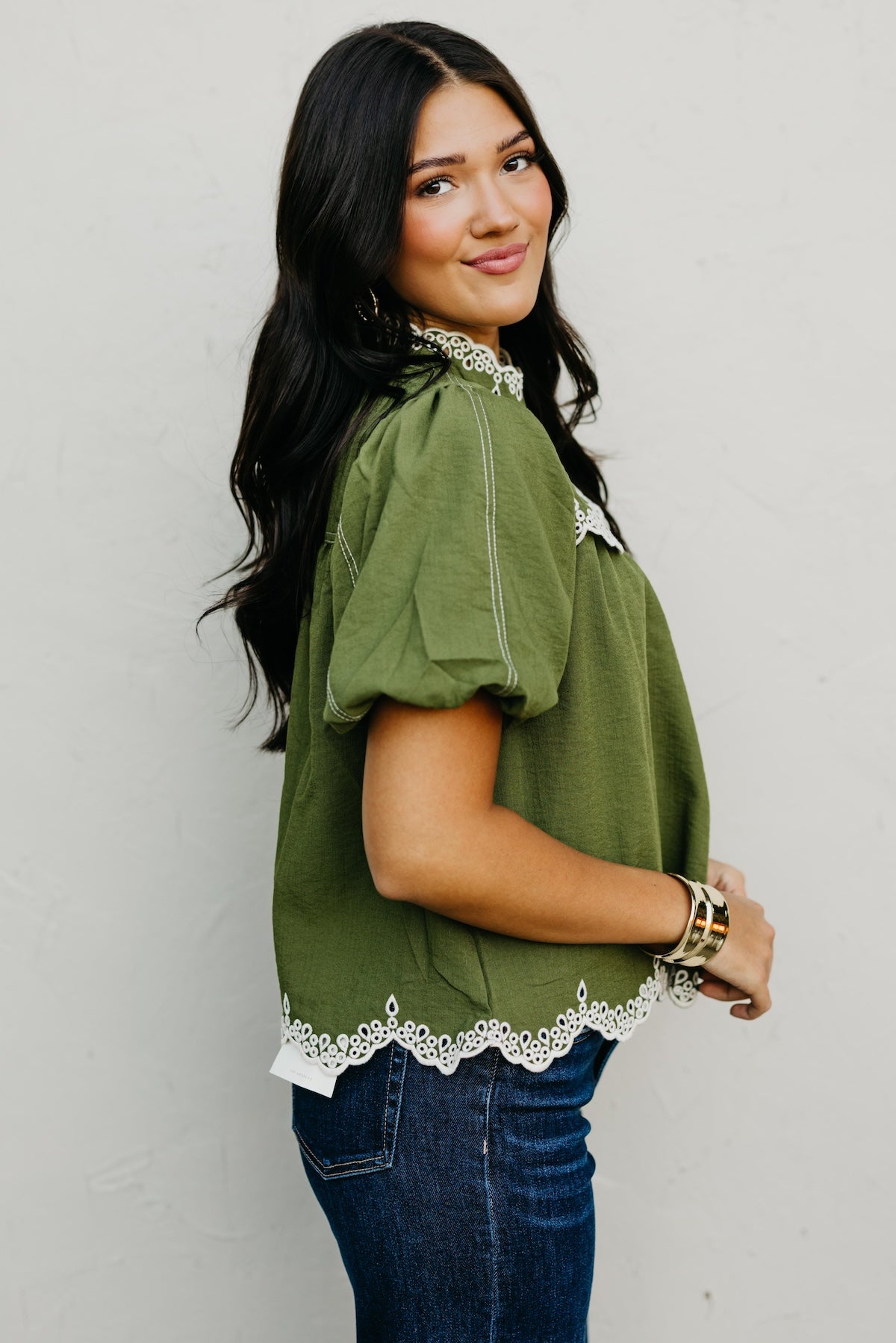 The Misha Contrast Embroidered Top