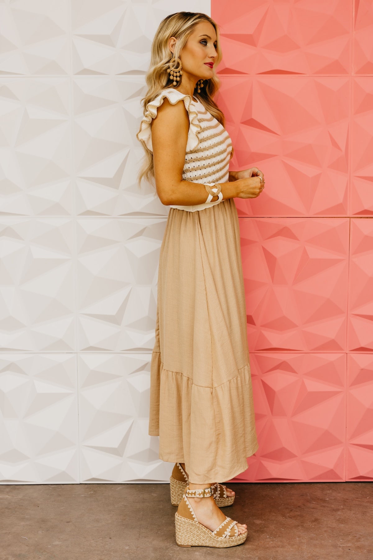 The Milah Stripe Midi Mix Media Dress