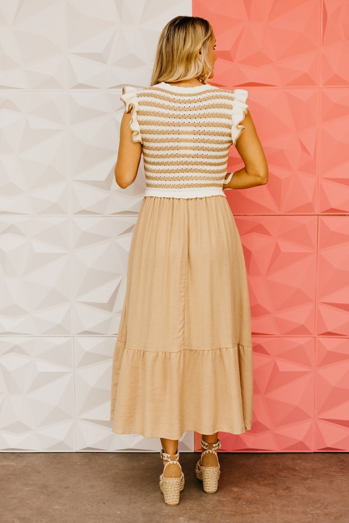 The Milah Stripe Midi Mix Media Dress