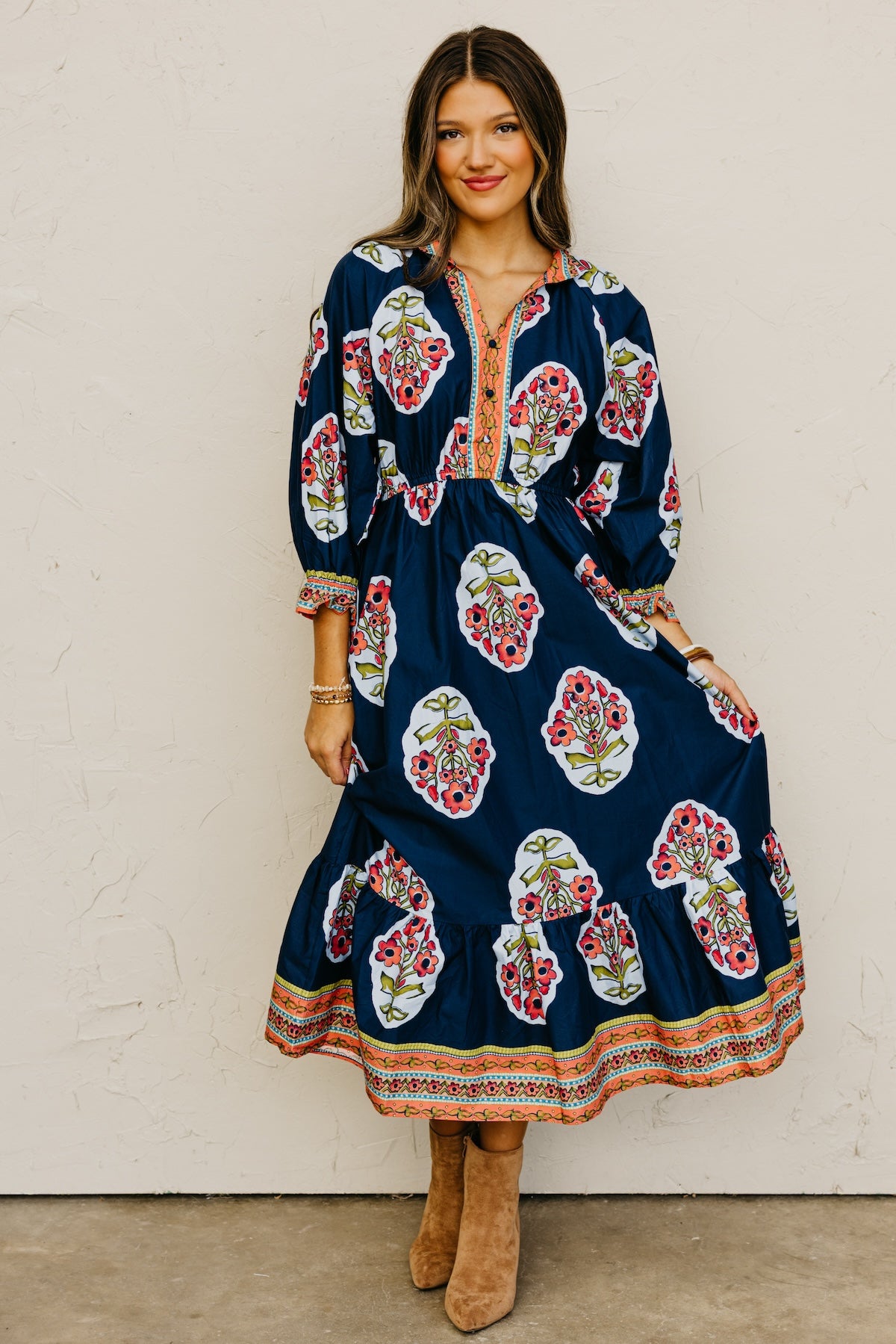 The Omni Floral Woven Midi Dress