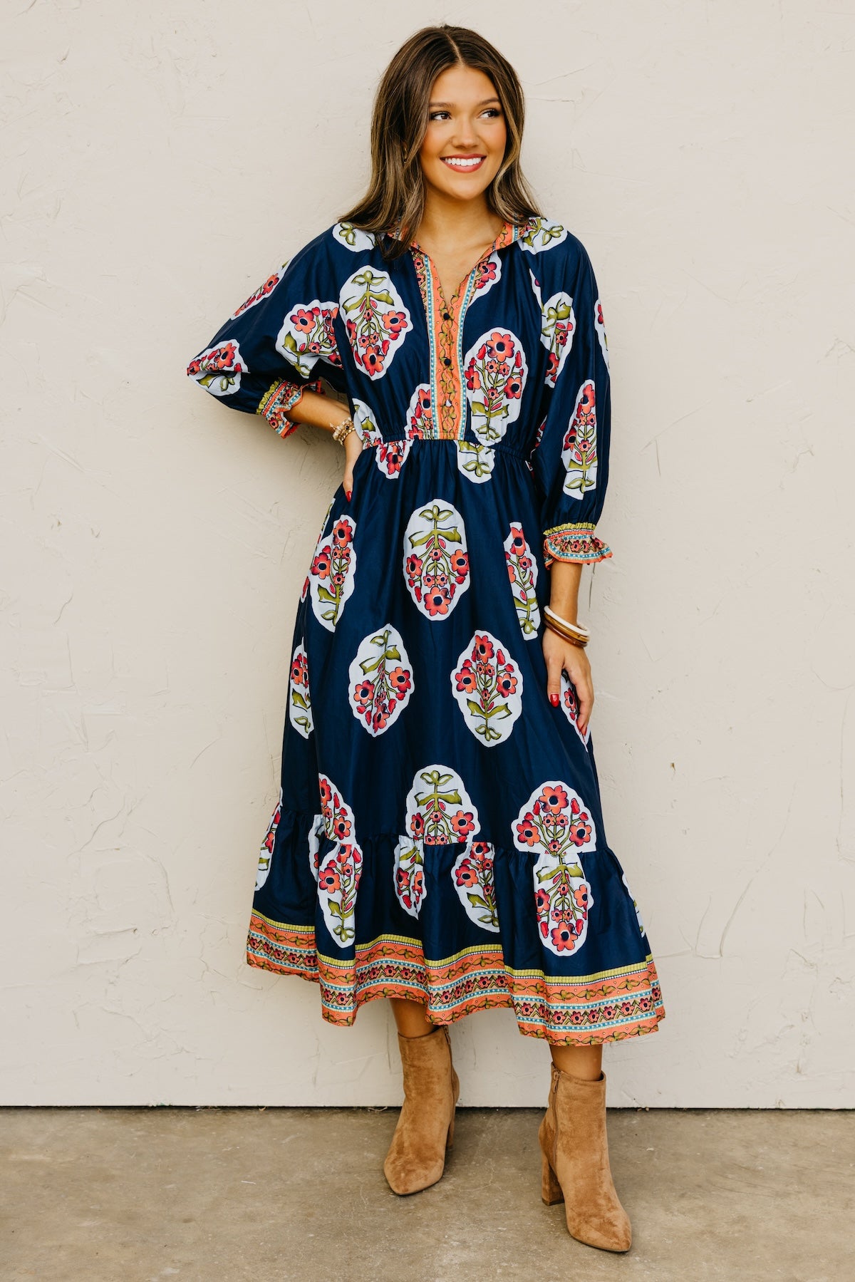 The Omni Floral Woven Midi Dress