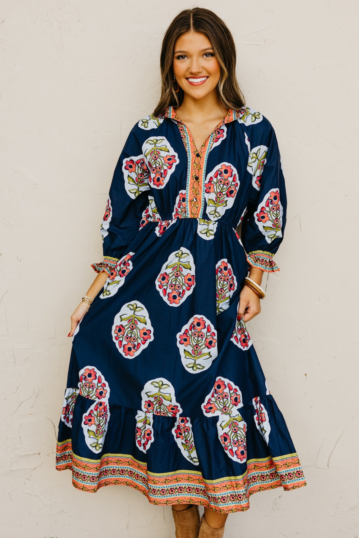The Omni Floral Woven Midi Dress