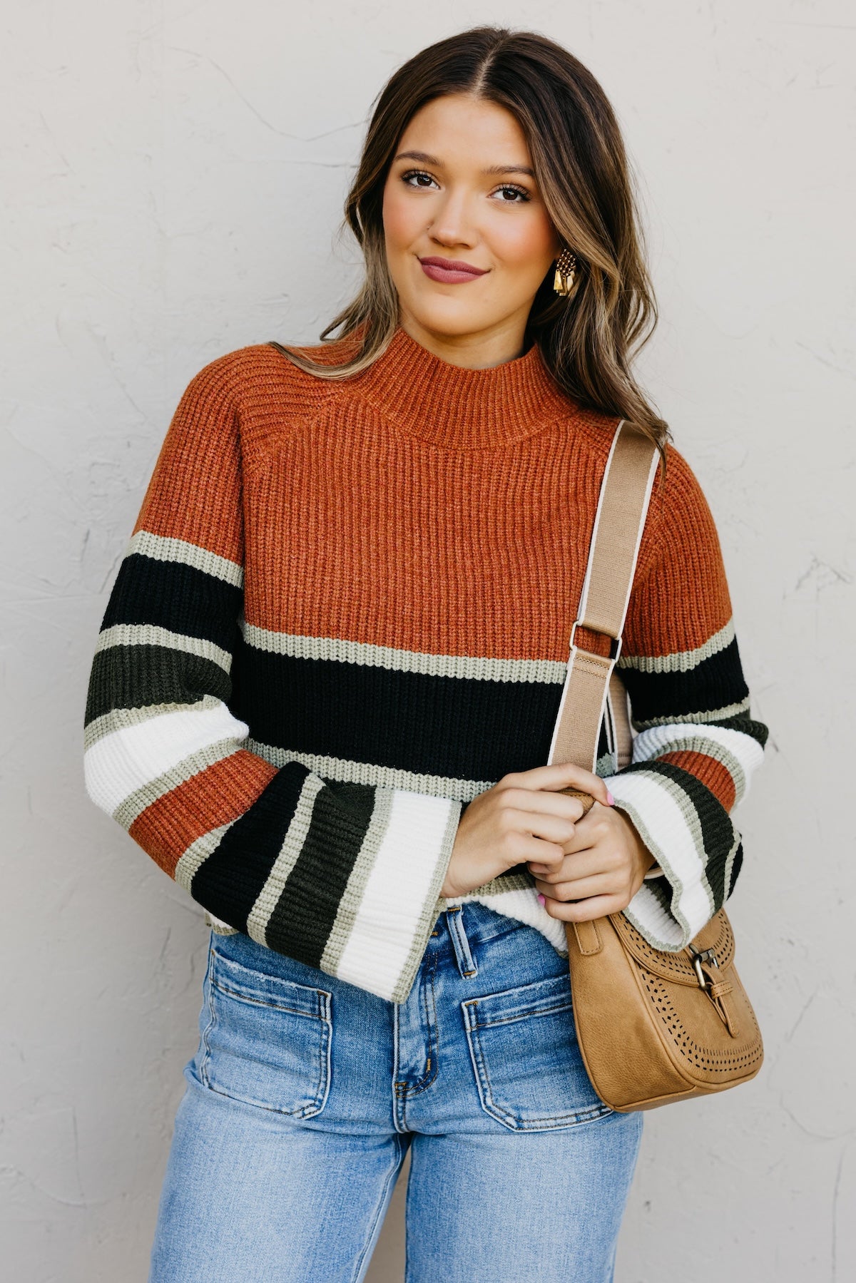 The Cora Striped Mock Neck Sweater