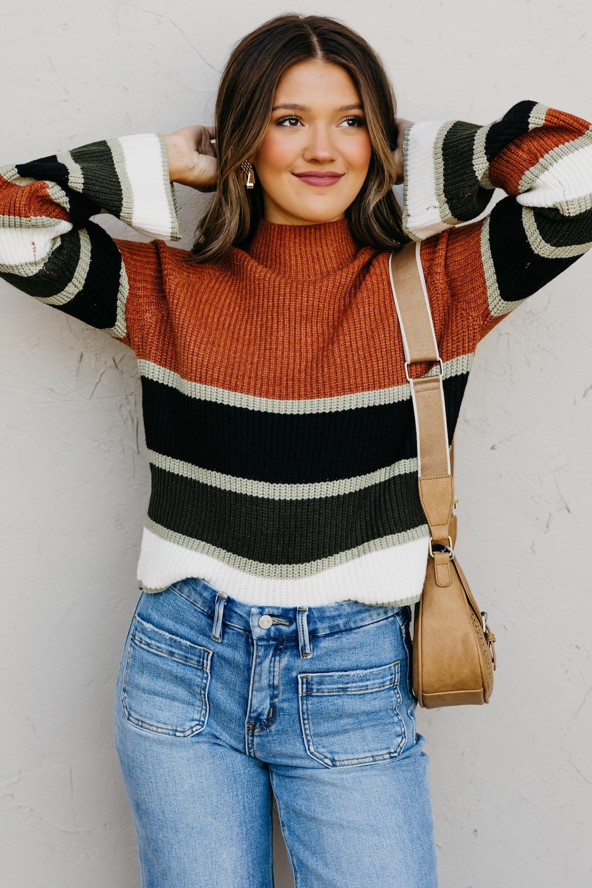 The Cora Striped Mock Neck Sweater