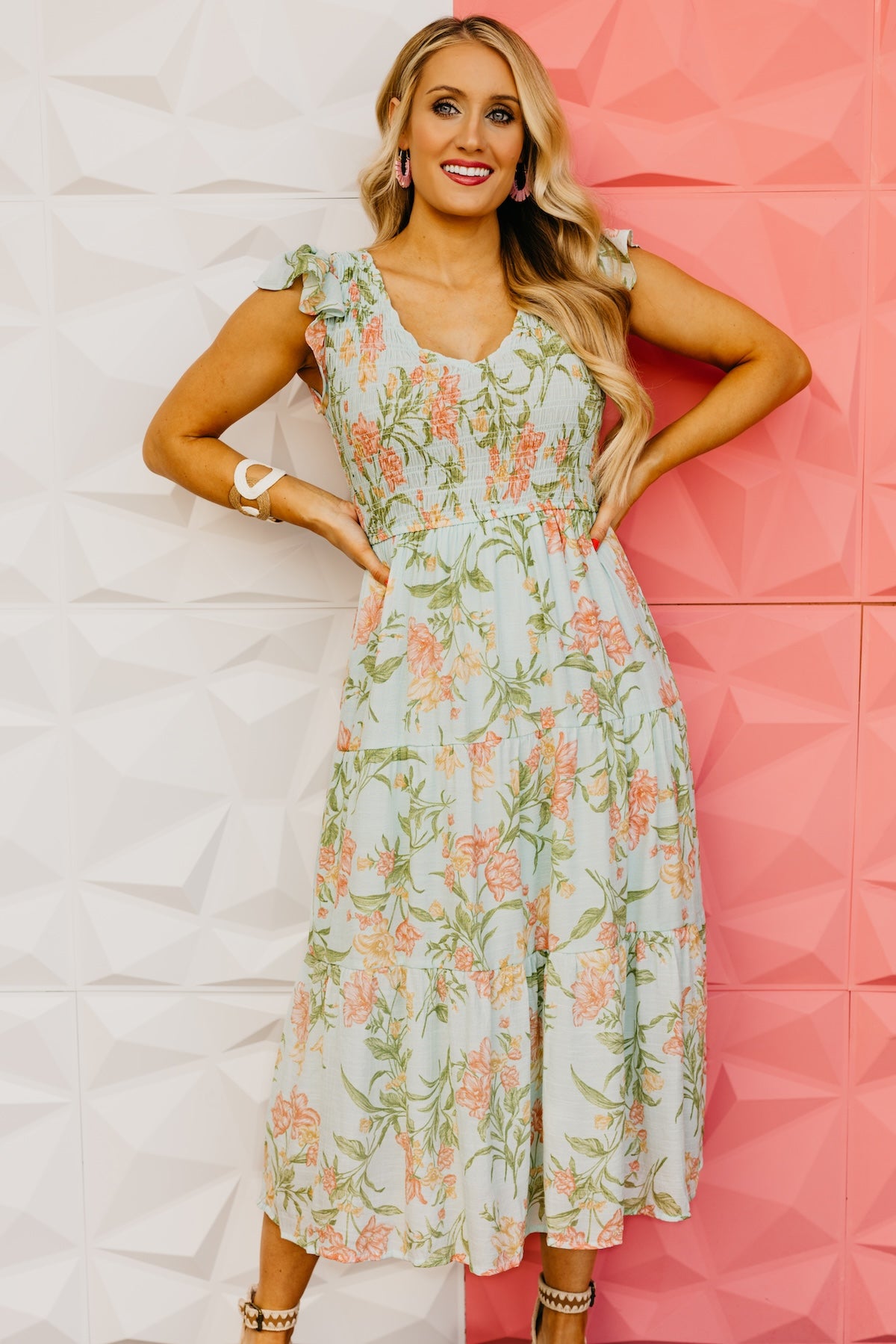 The McKenzie Watercolor Floral Midi Dress