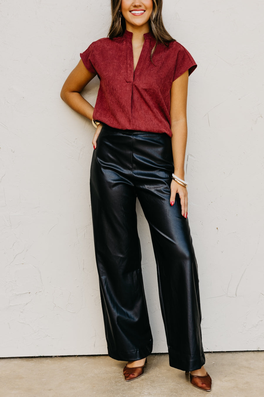 The Anisa Faux Leather Wide Leg Pants