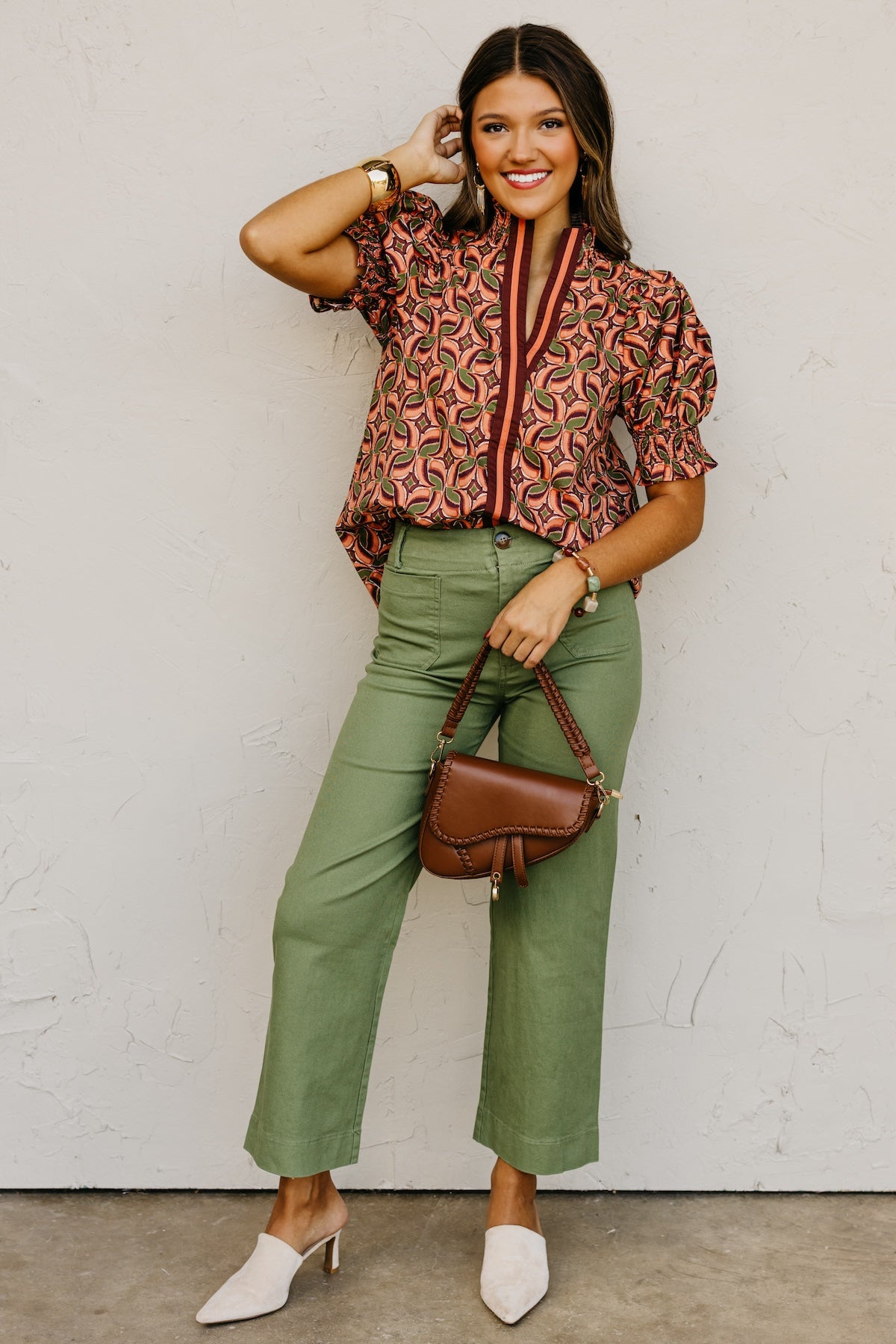 The Valley Abstract Contrast Woven Top