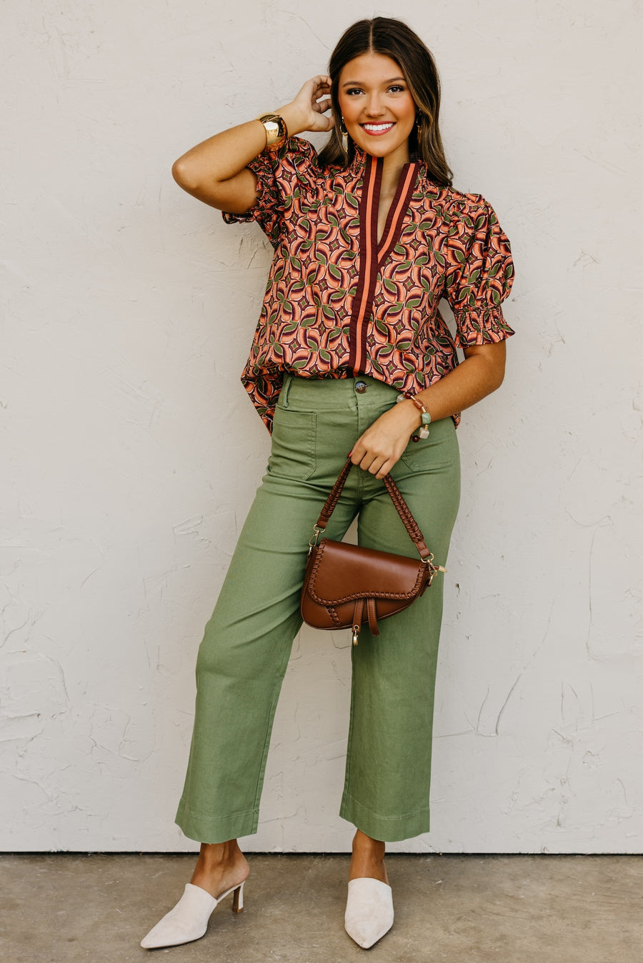 The Valley Abstract Contrast Woven Top