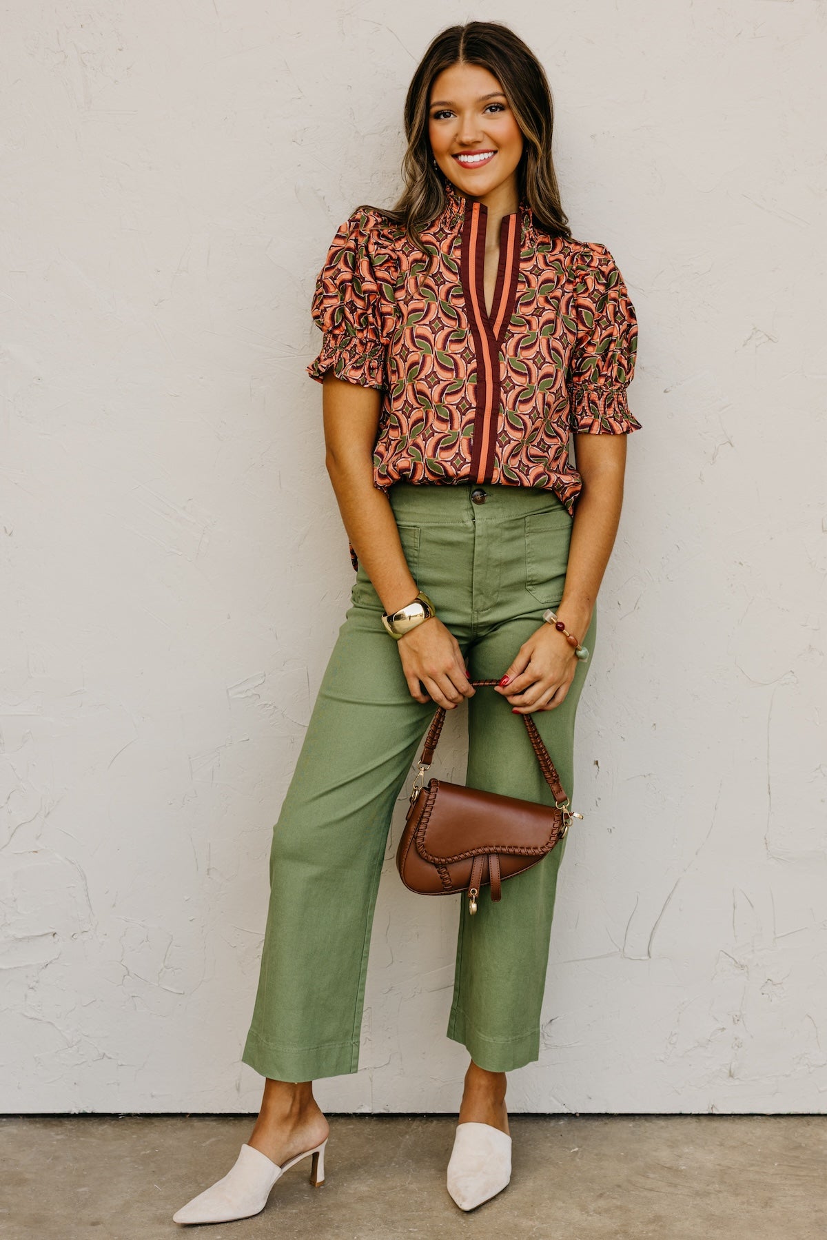 The Valley Abstract Contrast Woven Top