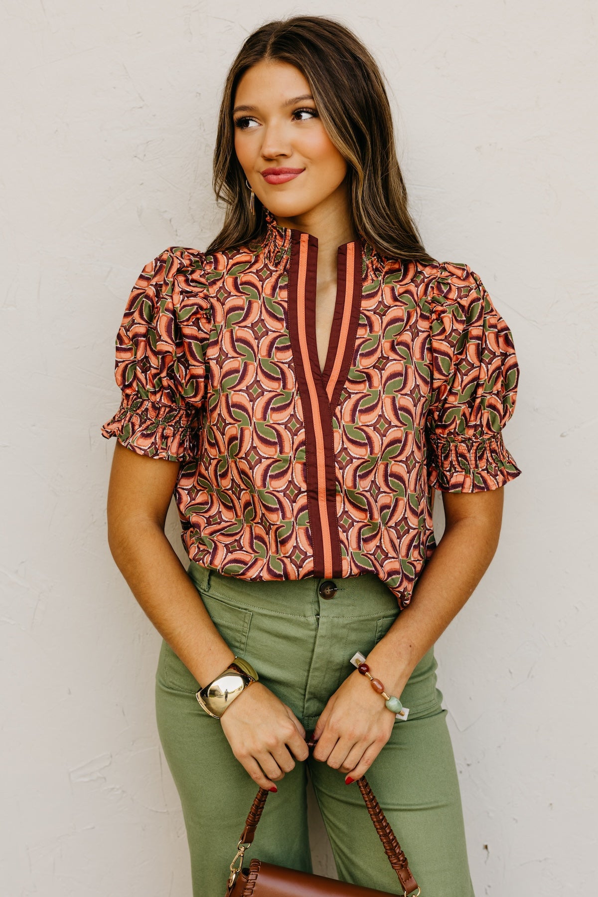 The Valley Abstract Contrast Woven Top