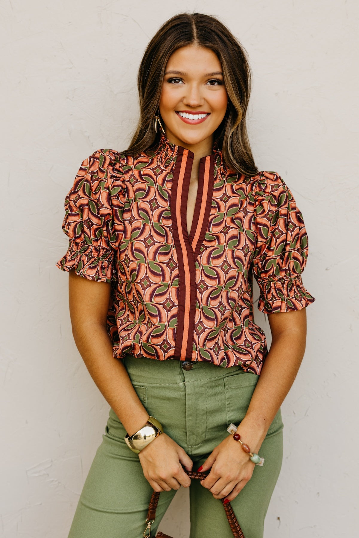 The Valley Abstract Contrast Woven Top
