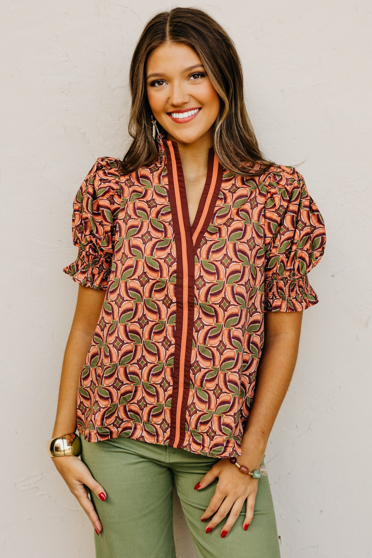 The Valley Abstract Contrast Woven Top