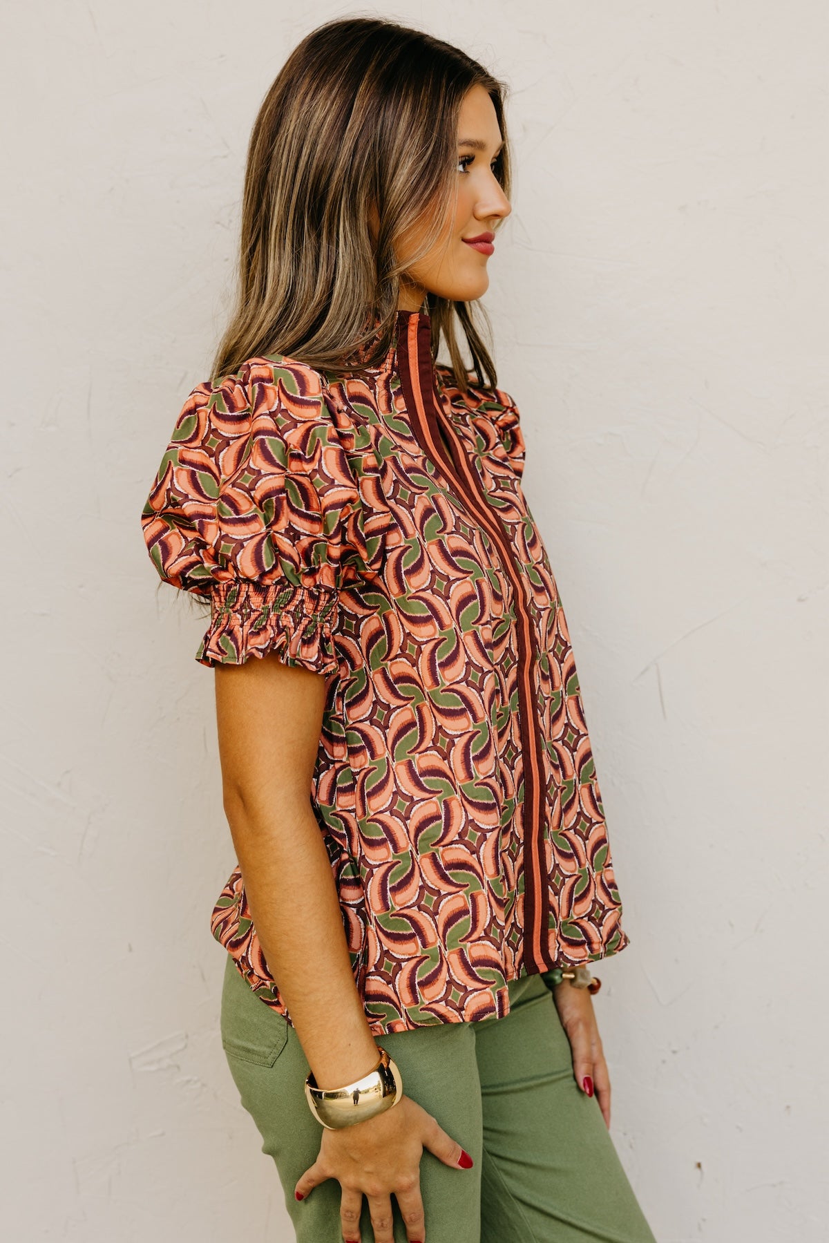 The Valley Abstract Contrast Woven Top