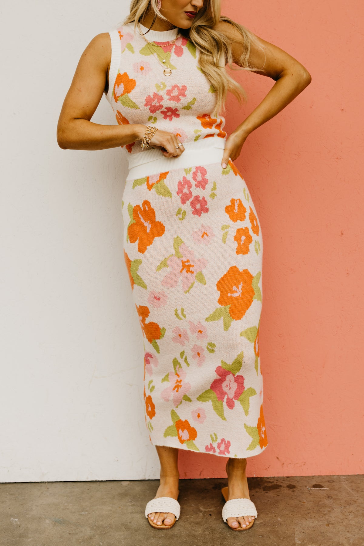 The Ahmad Floral Sweater Midi Skirt