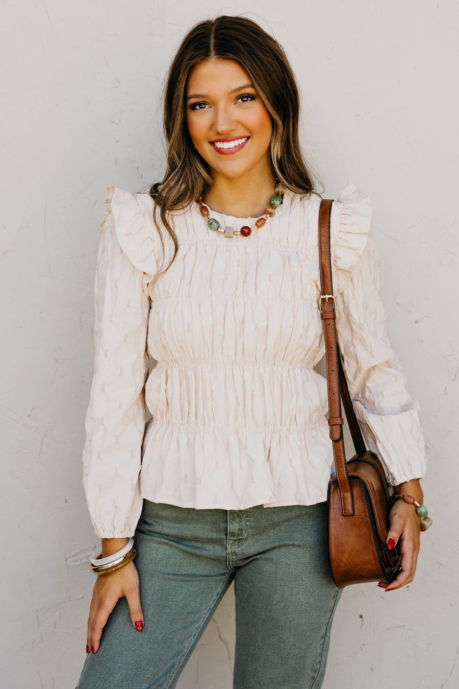 The Penelope Swiss Dot Pleat Top