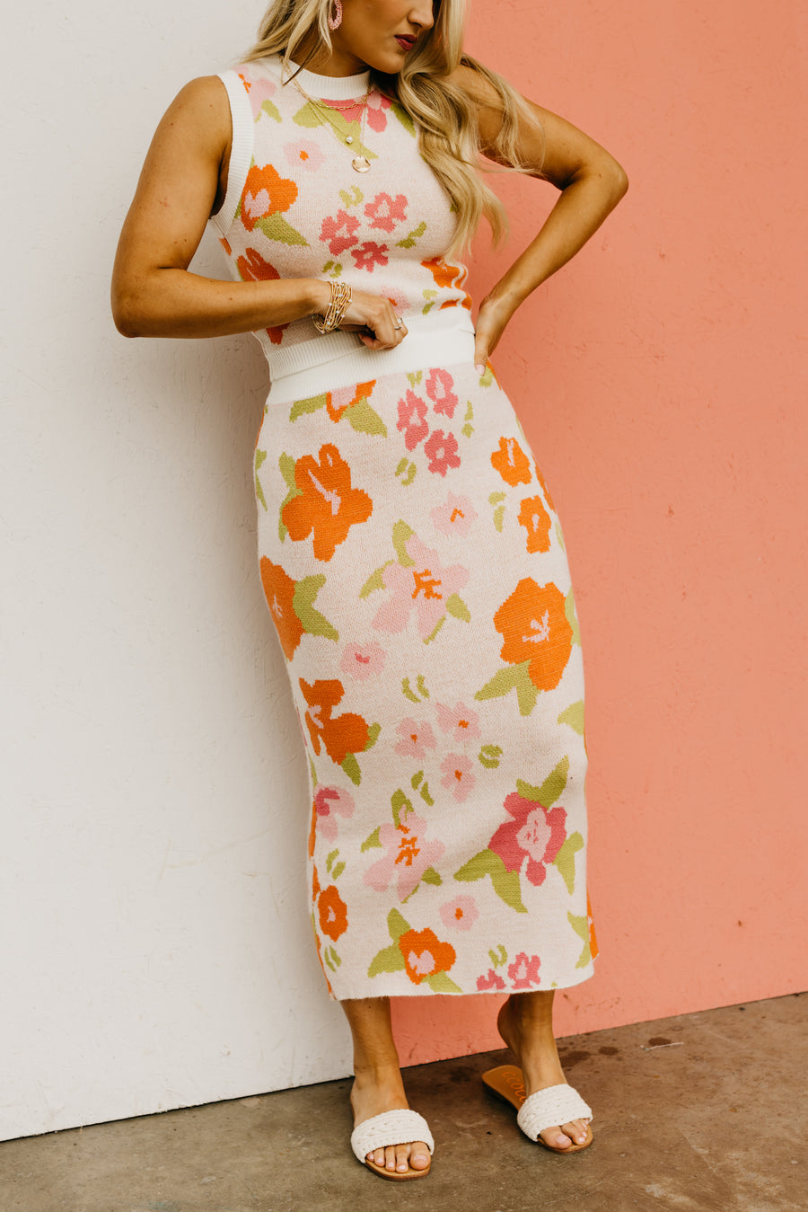 The Ahmad Floral Sweater Midi Skirt