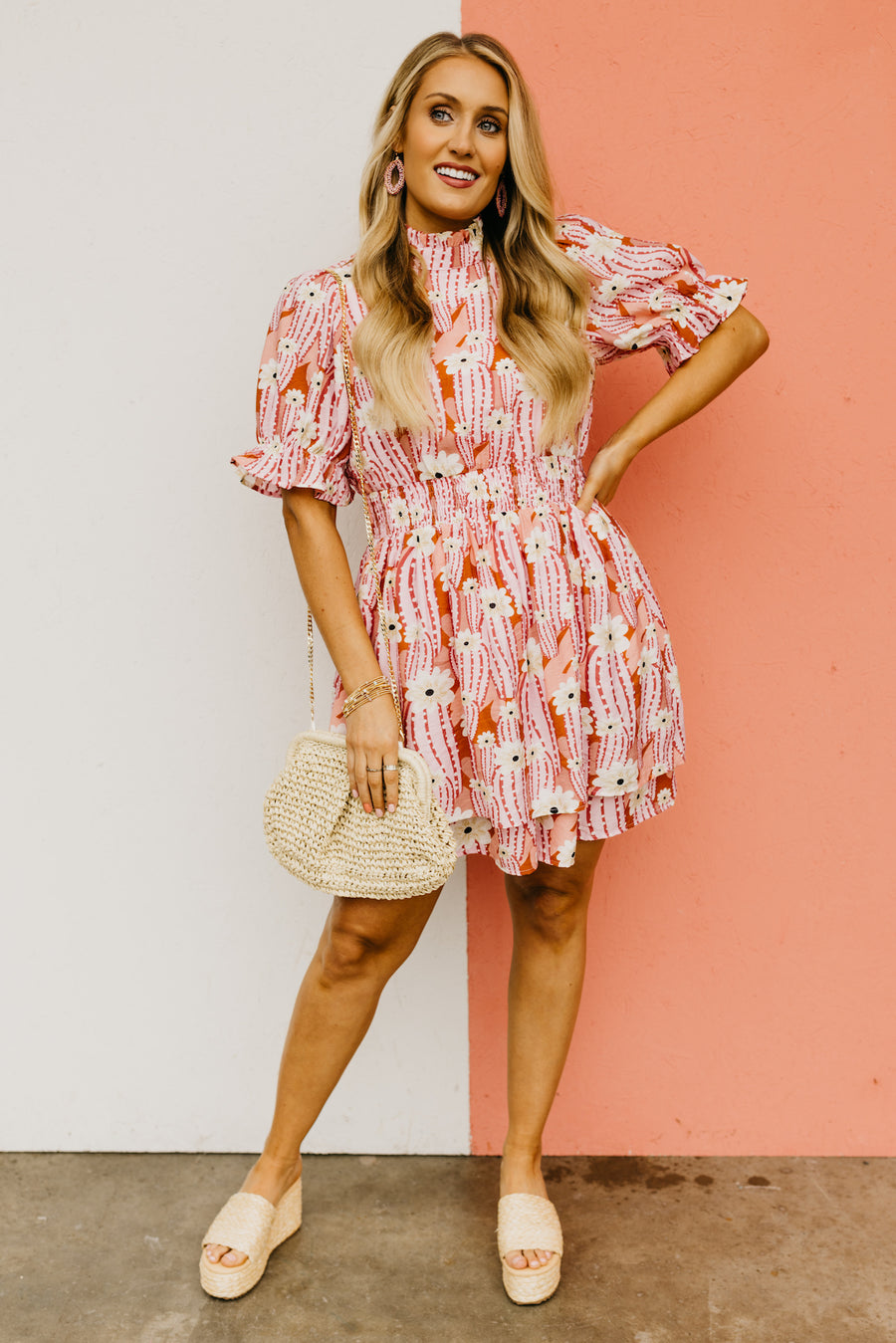 The Moshe Floral Smocked Waist Mini Dress