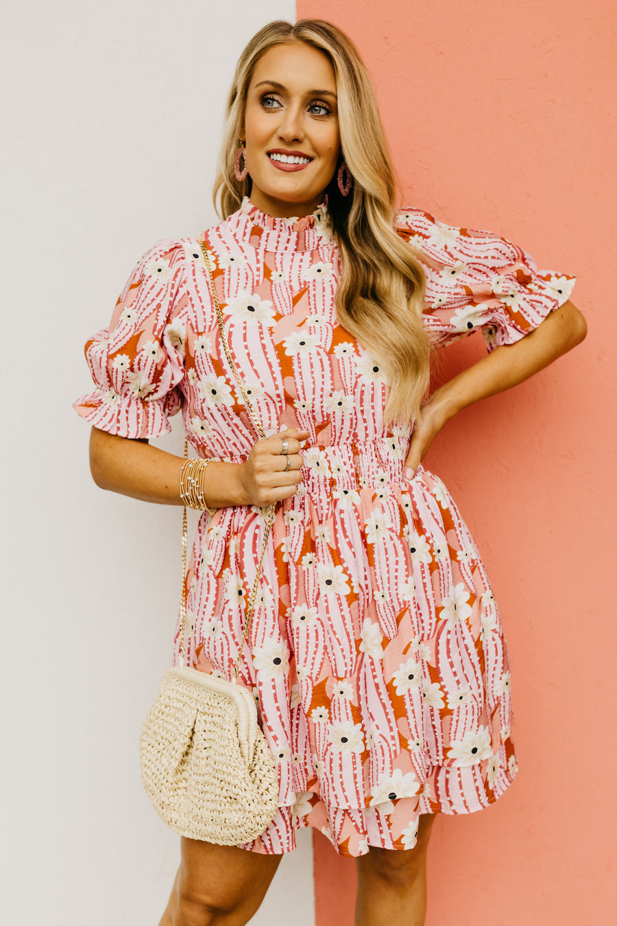 The Moshe Floral Smocked Waist Mini Dress