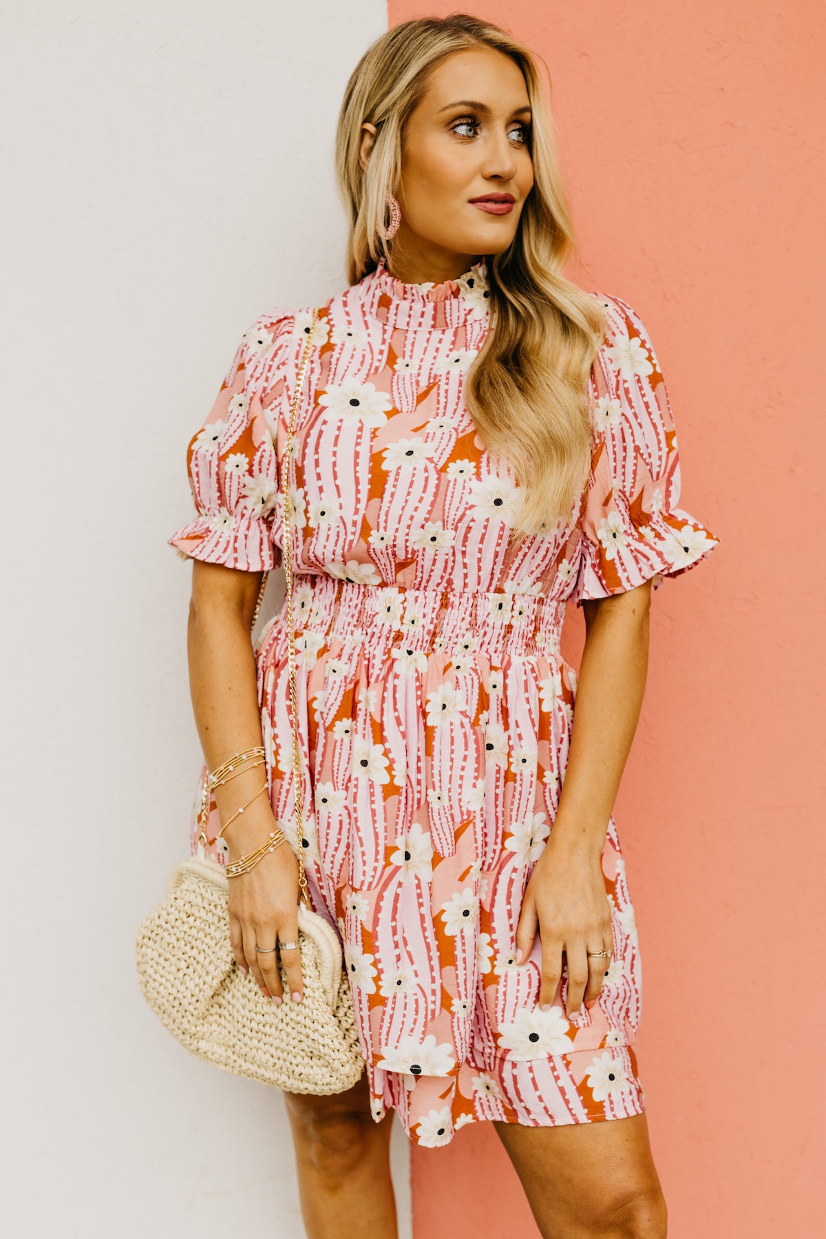 The Moshe Floral Smocked Waist Mini Dress