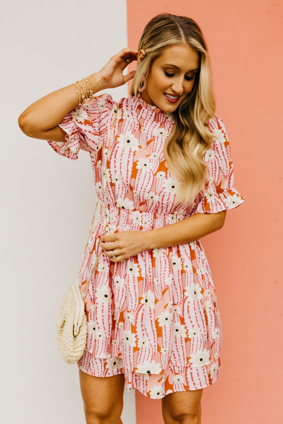 The Moshe Floral Smocked Waist Mini Dress