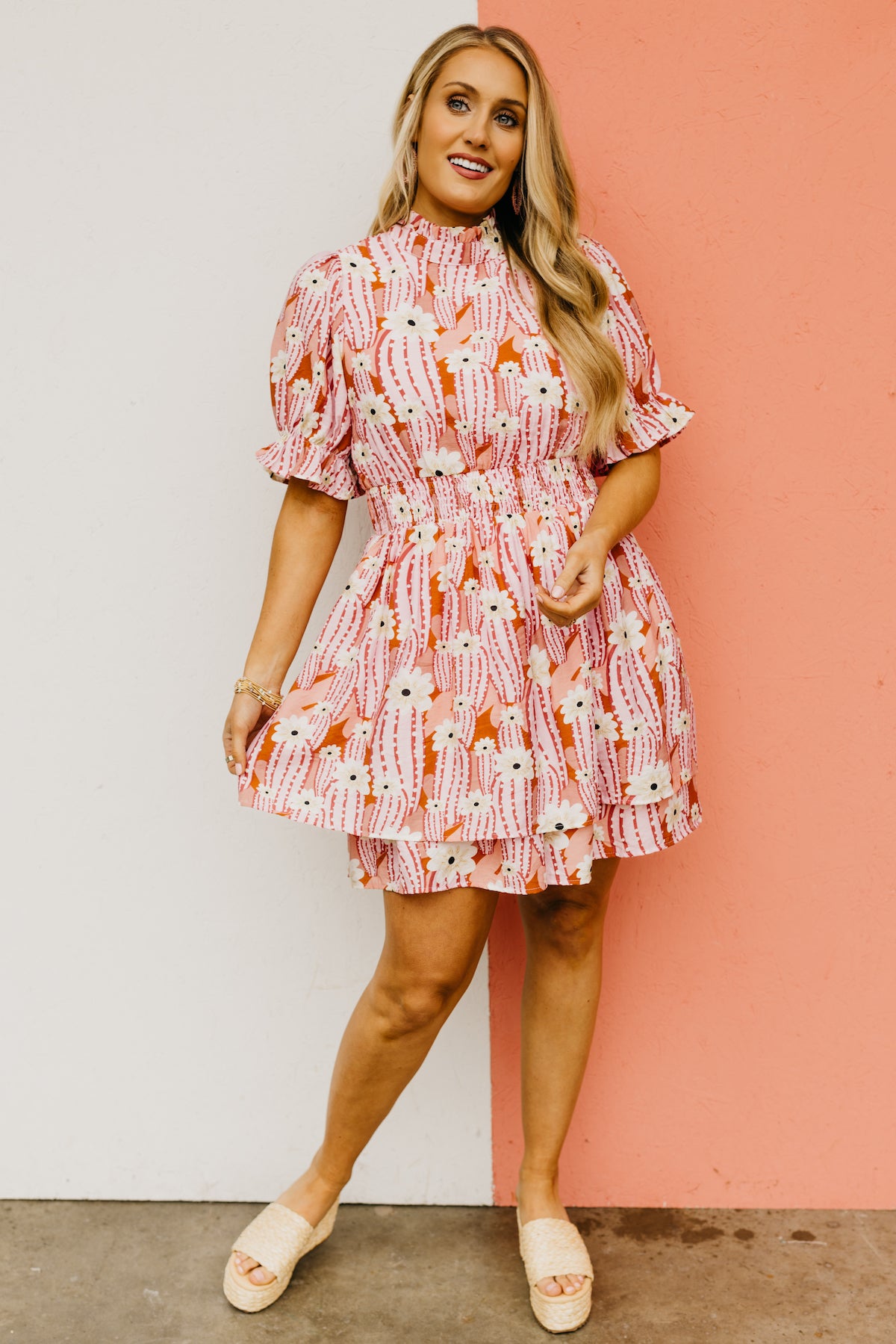 The Moshe Floral Smocked Waist Mini Dress