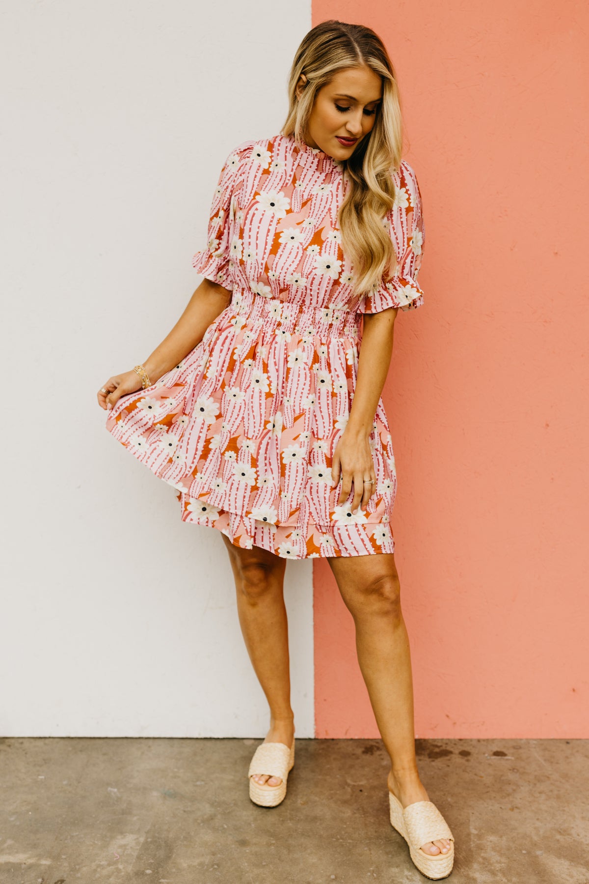 The Moshe Floral Smocked Waist Mini Dress