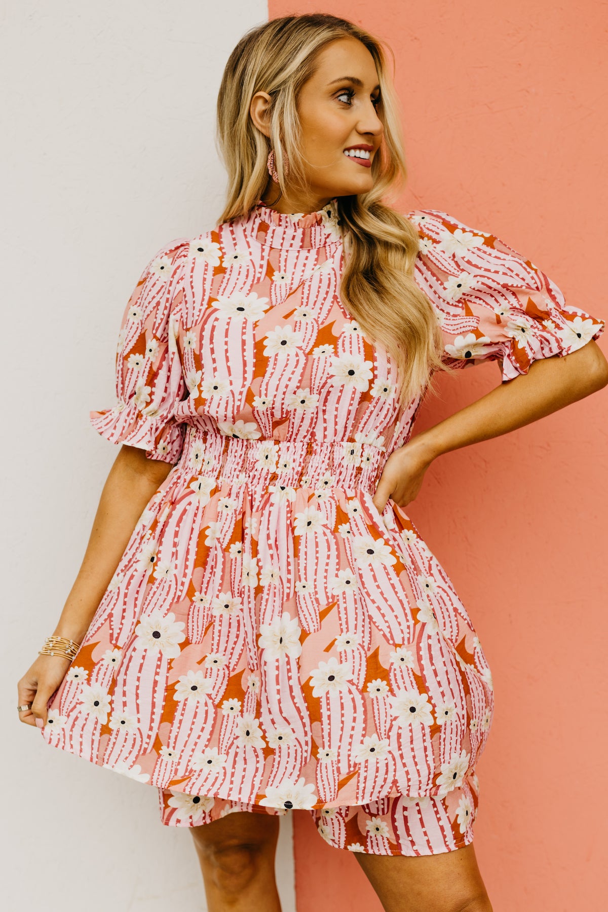 The Moshe Floral Smocked Waist Mini Dress