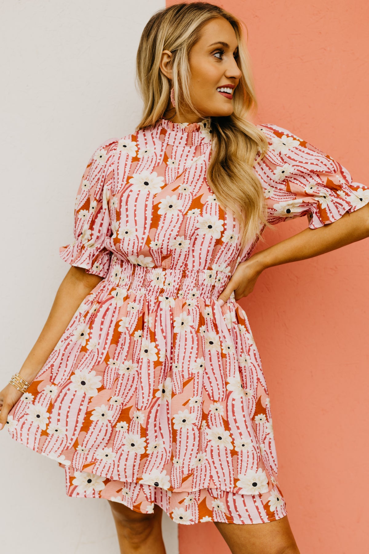 The Moshe Floral Smocked Waist Mini Dress