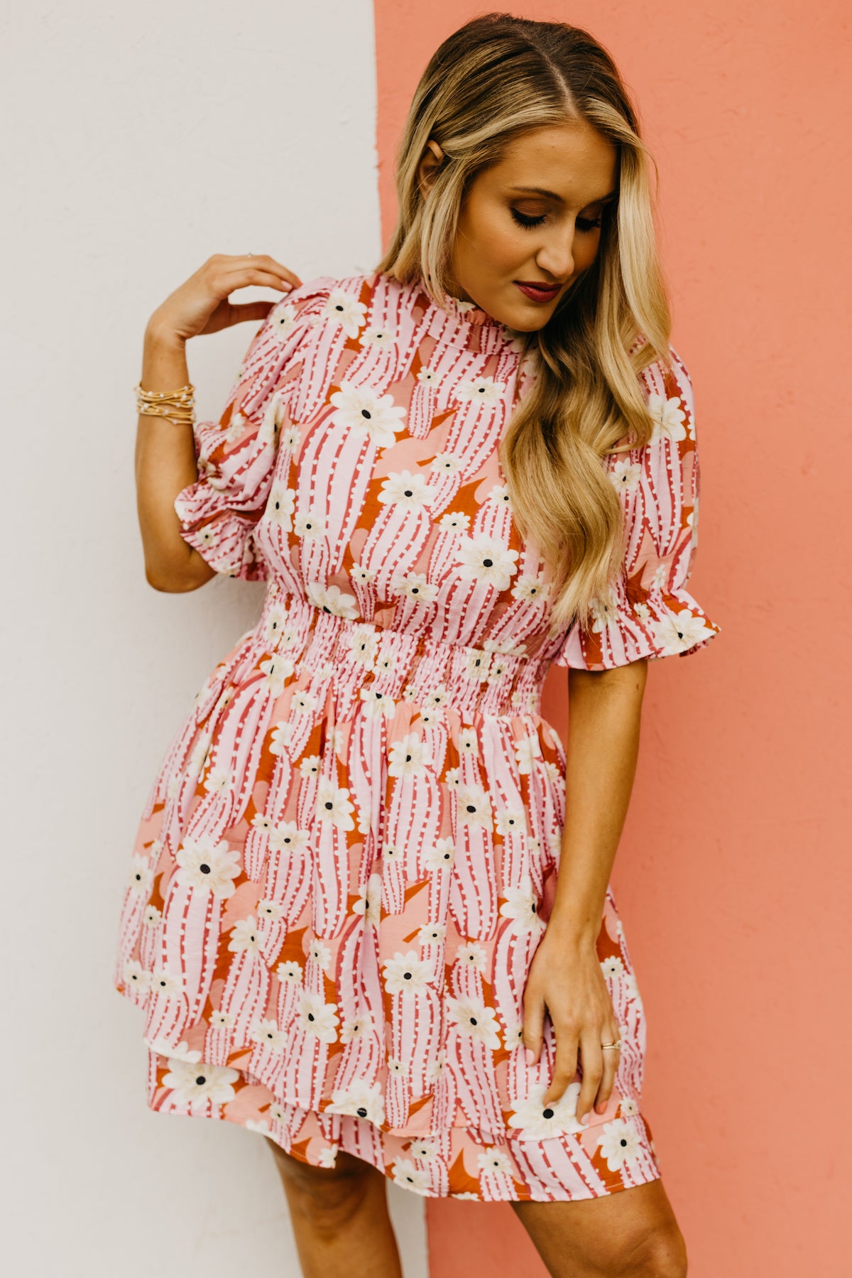The Moshe Floral Smocked Waist Mini Dress