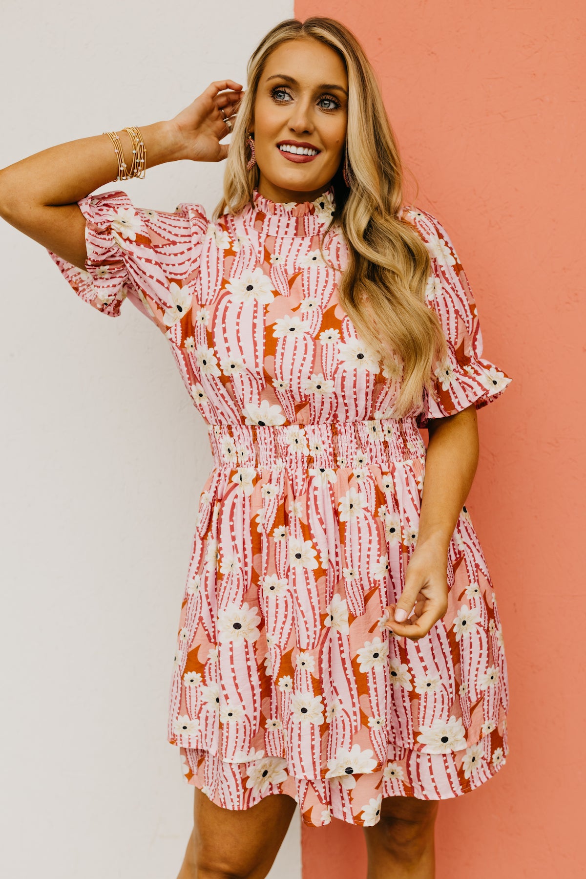 The Moshe Floral Smocked Waist Mini Dress