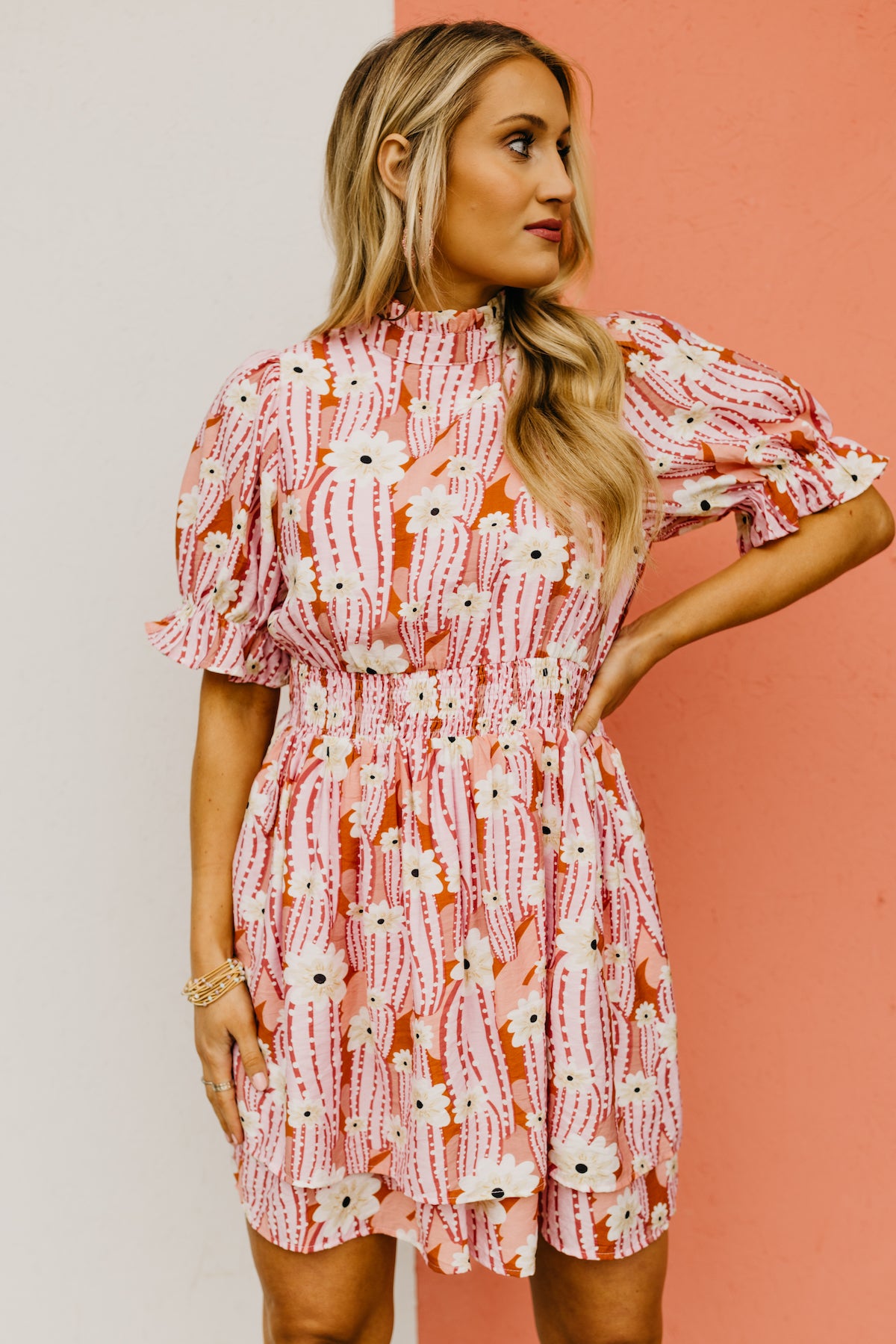 The Moshe Floral Smocked Waist Mini Dress