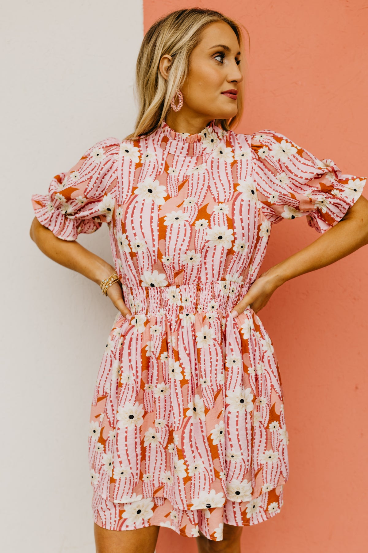 The Moshe Floral Smocked Waist Mini Dress