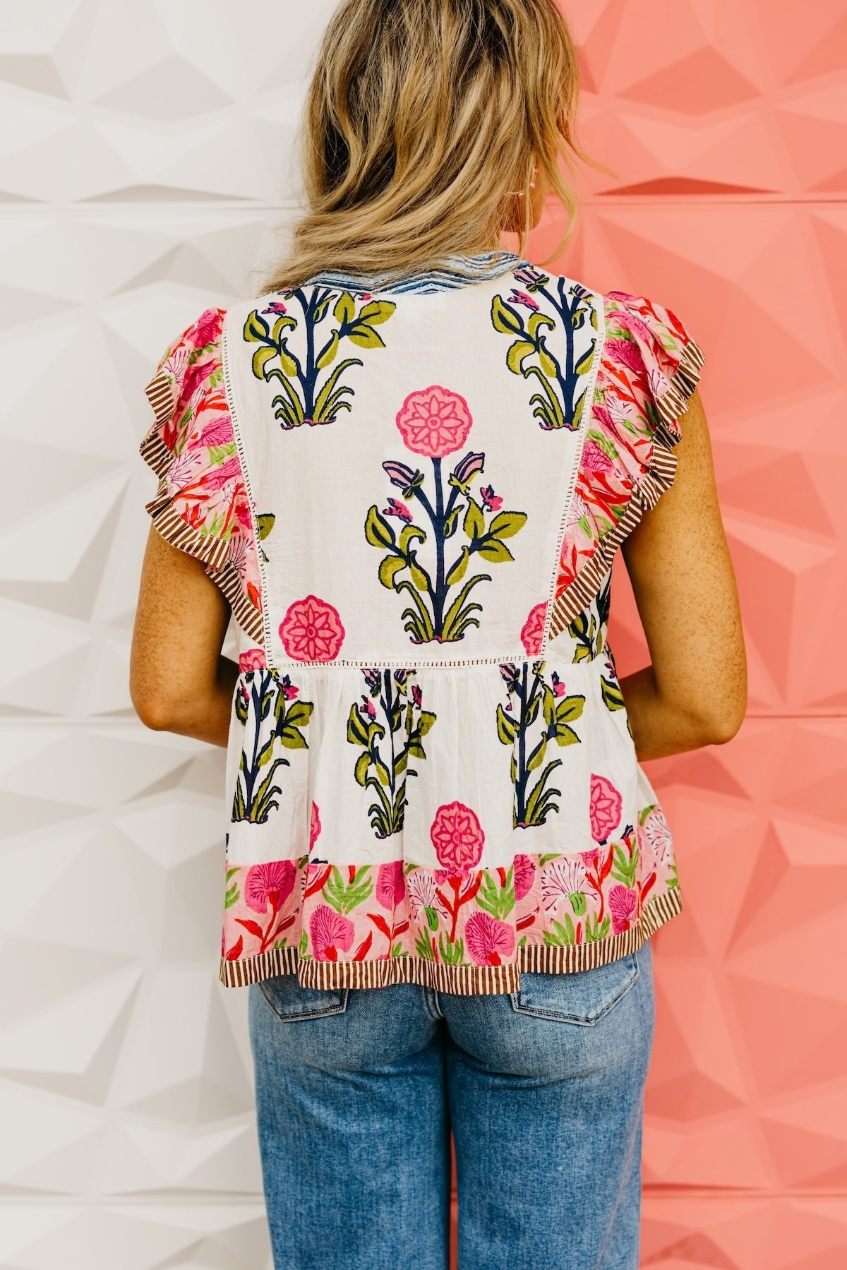 The Uriel Flutter Sleeve Tassel Tie Top