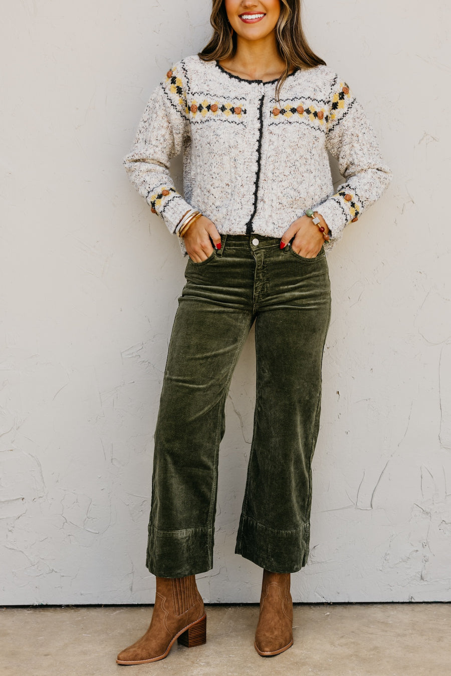 Risen Denim | High Rise Crop Wide Corduroy Pants