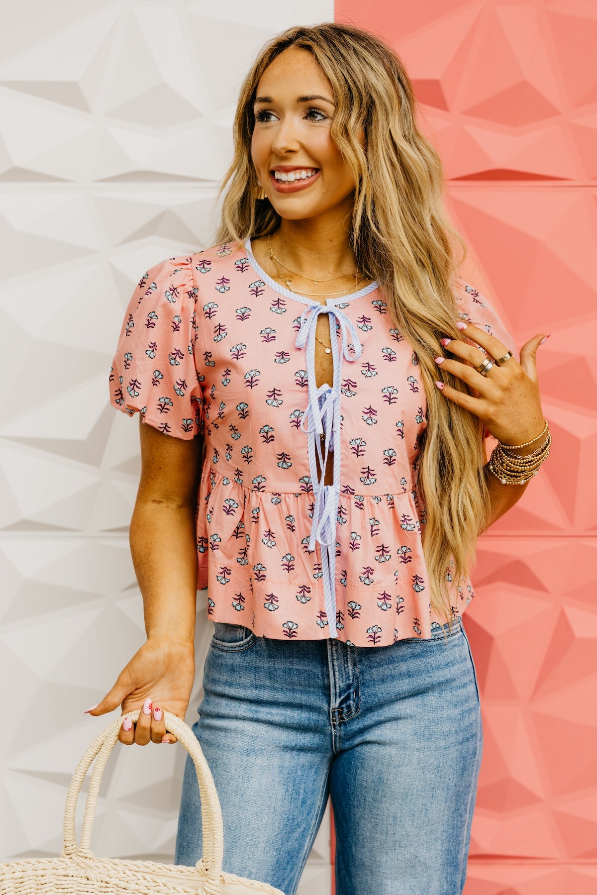 The Finnegan Floral Tie Front Blouse