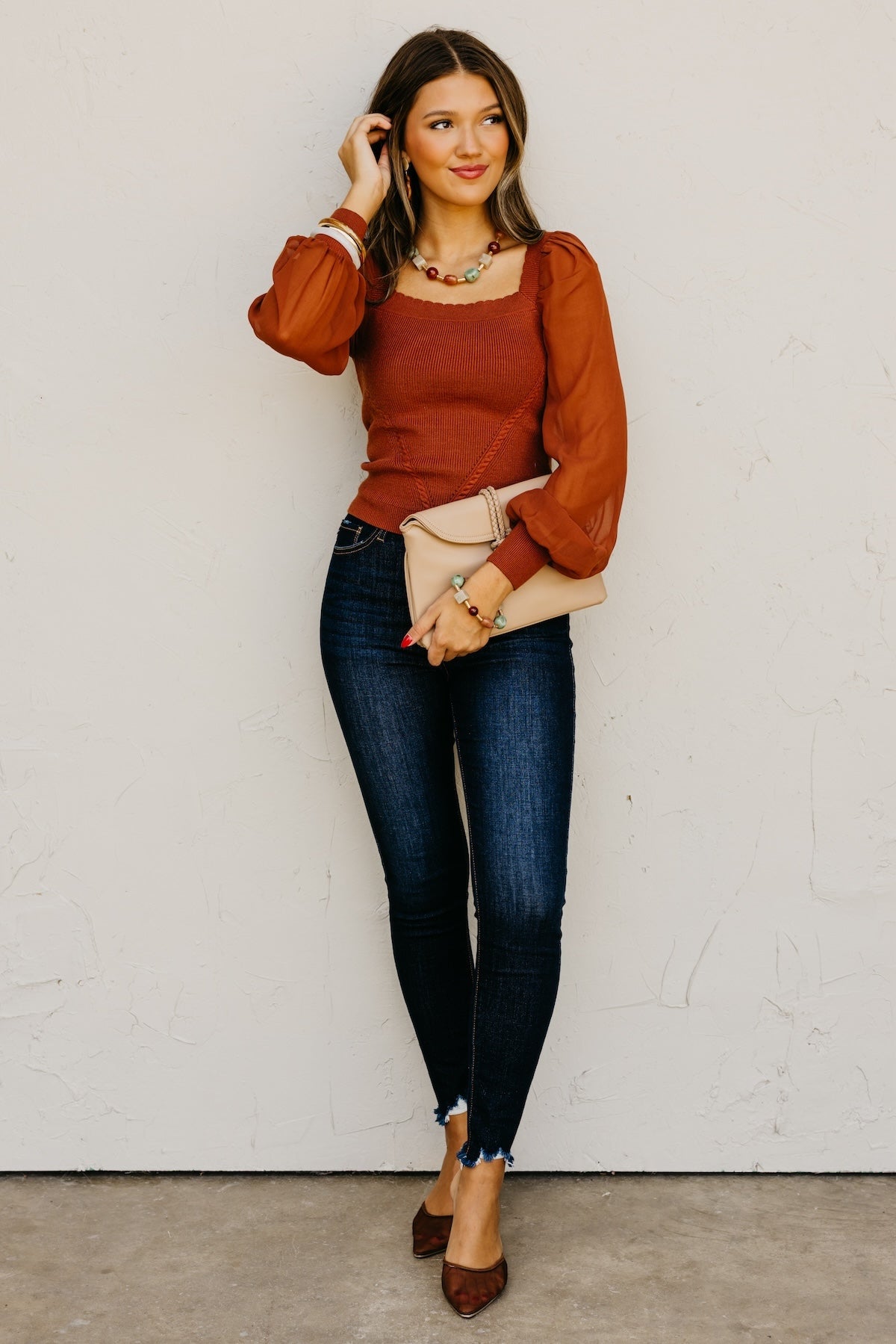 The Elis Scalloped Chiffon Sweater