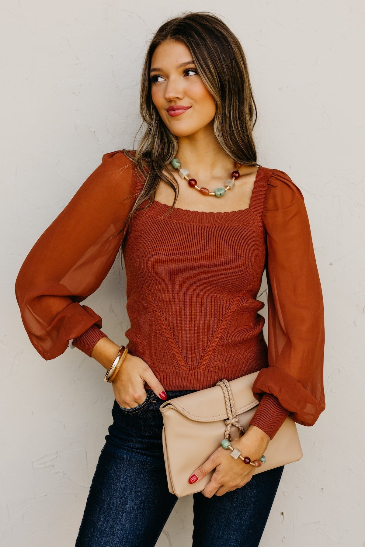 The Elis Scalloped Chiffon Sweater