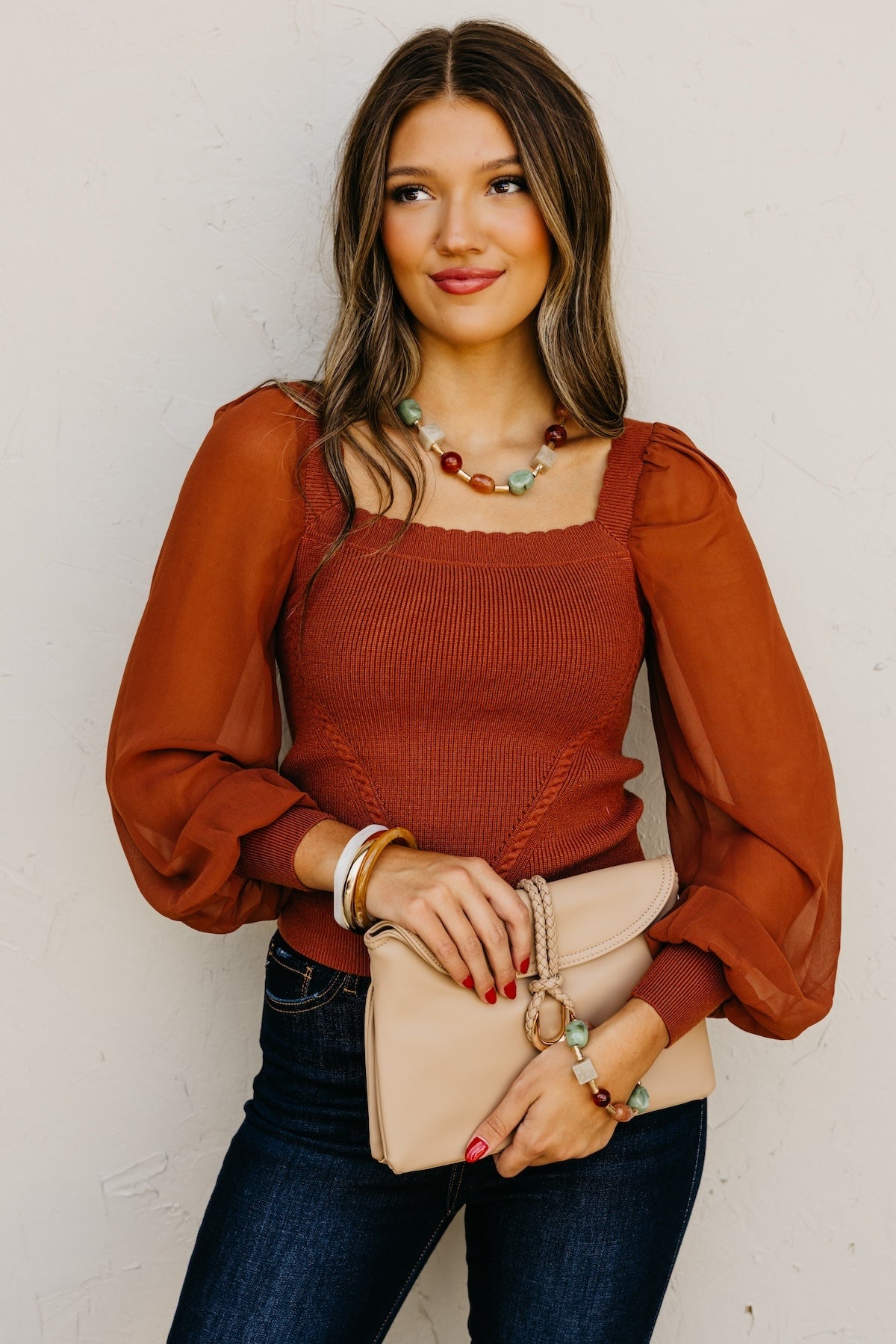 The Elis Scalloped Chiffon Sweater