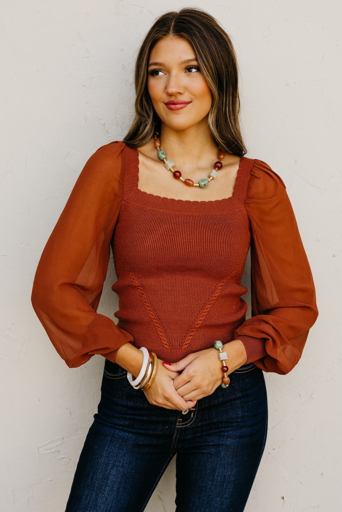 The Elis Scalloped Chiffon Sweater
