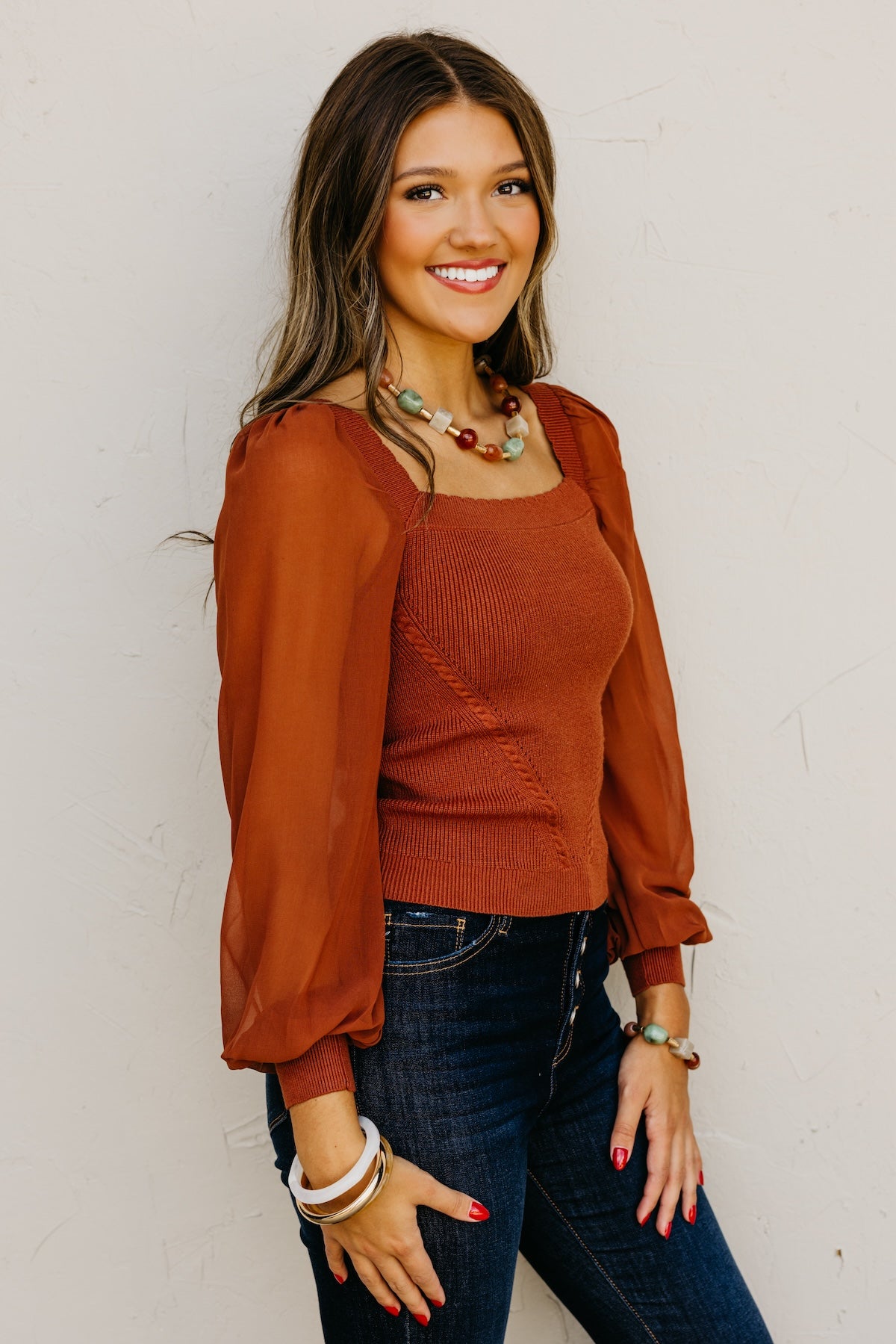 The Elis Scalloped Chiffon Sweater