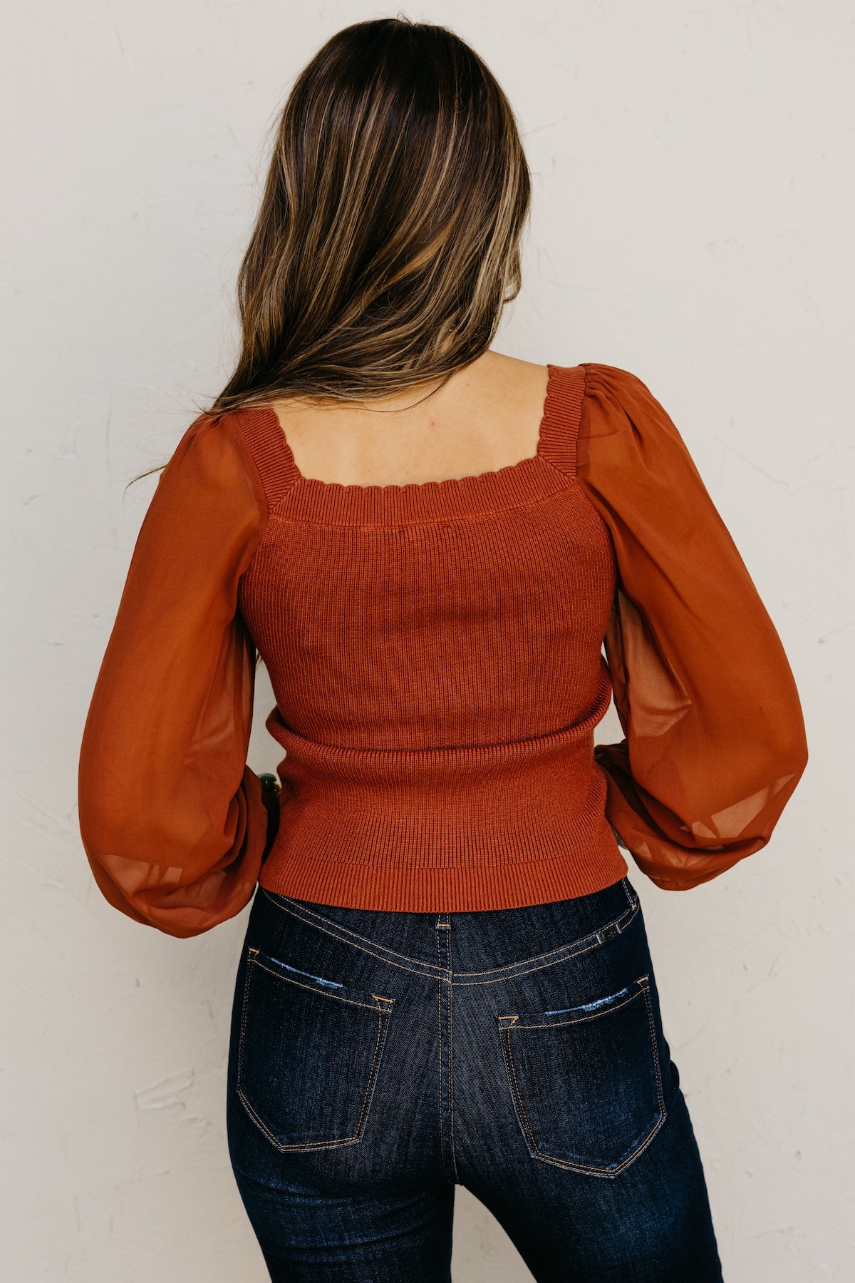 The Elis Scalloped Chiffon Sweater