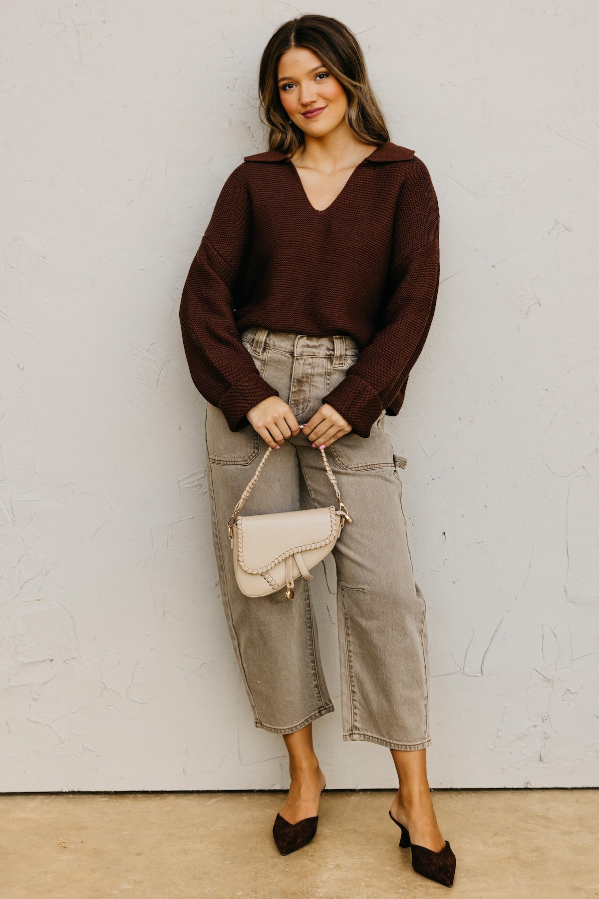 The Lala Collar V Neck Sweater