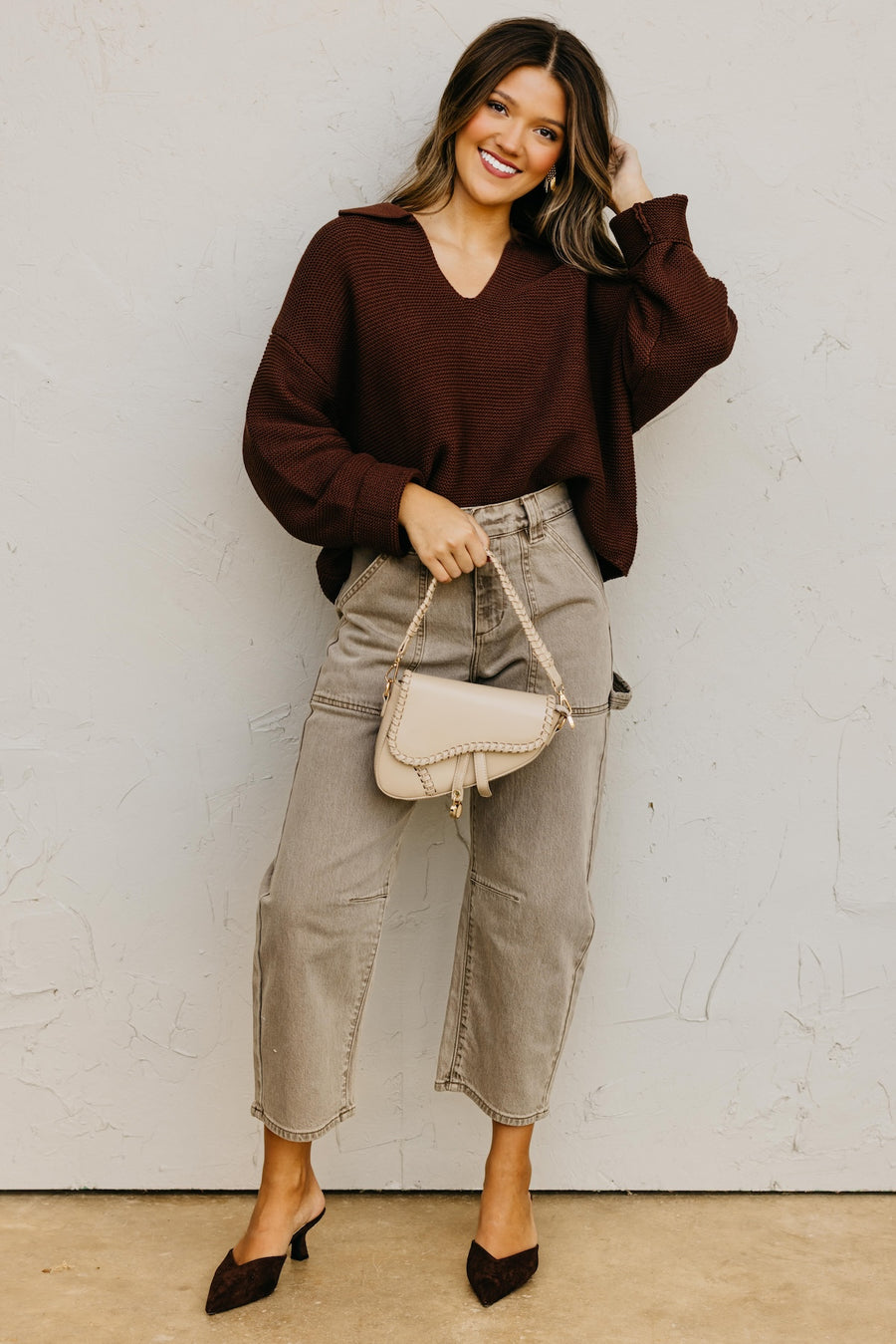 The Lala Collar V Neck Sweater