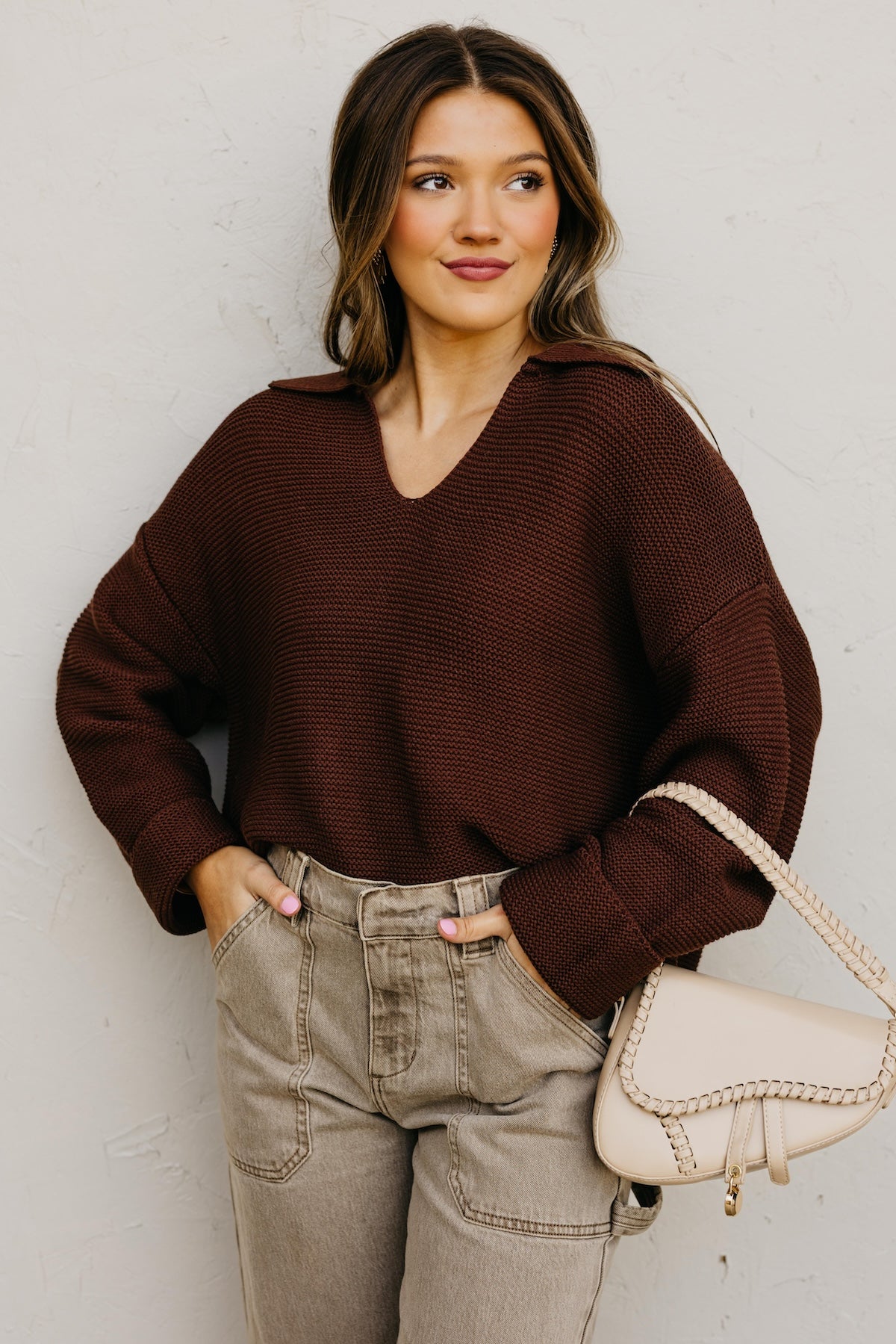 The Lala Collar V Neck Sweater
