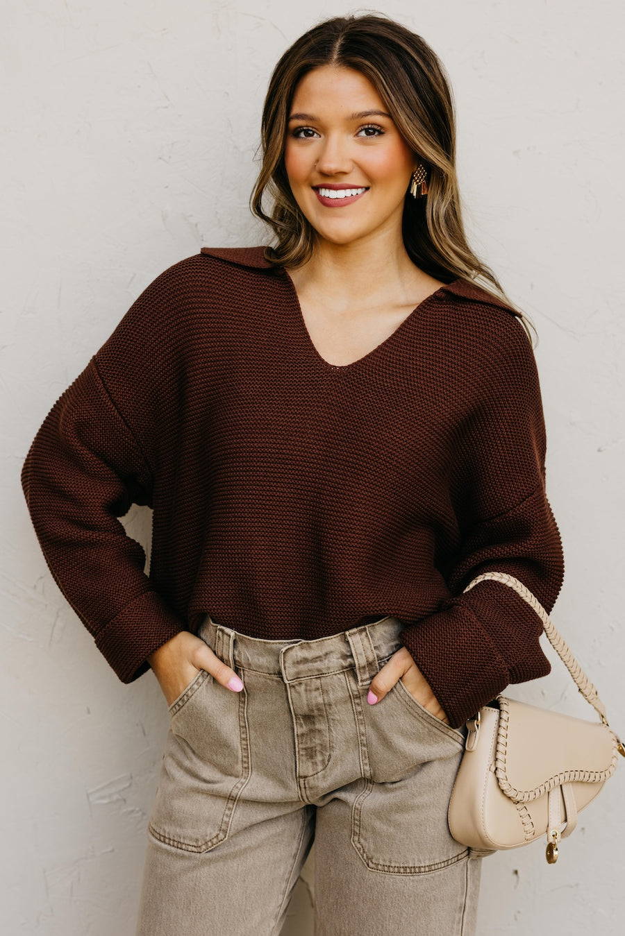 The Lala Collar V Neck Sweater