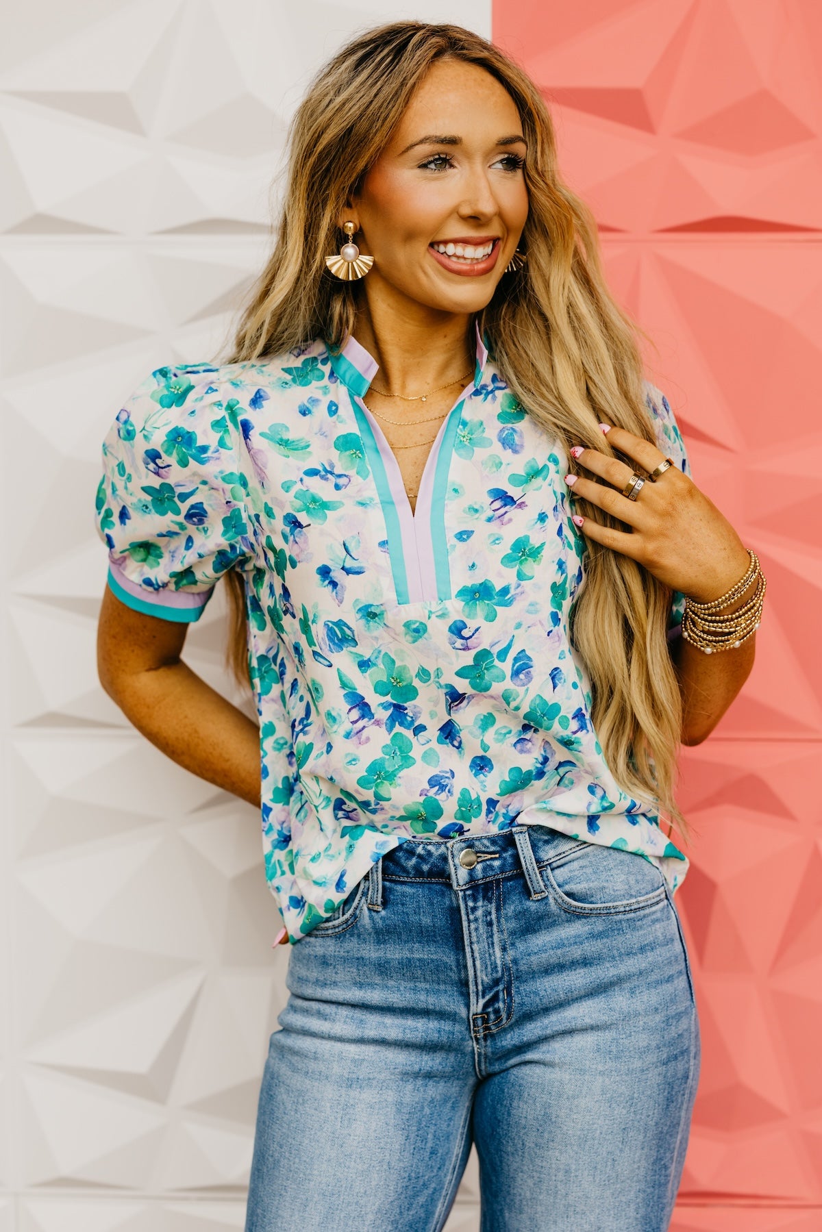 The Angelica Floral Puff Sleeve Blouse