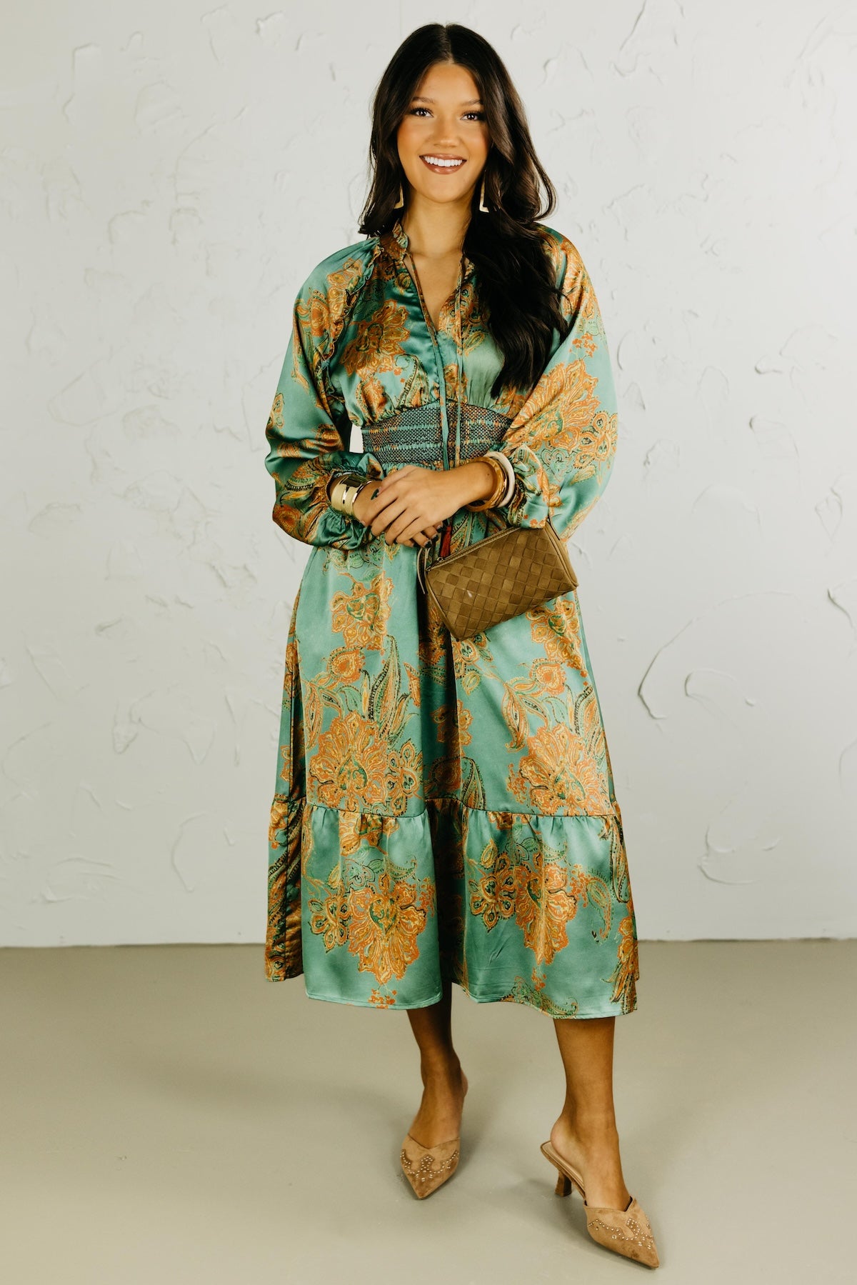 The Rowan Smocked Midi Dress